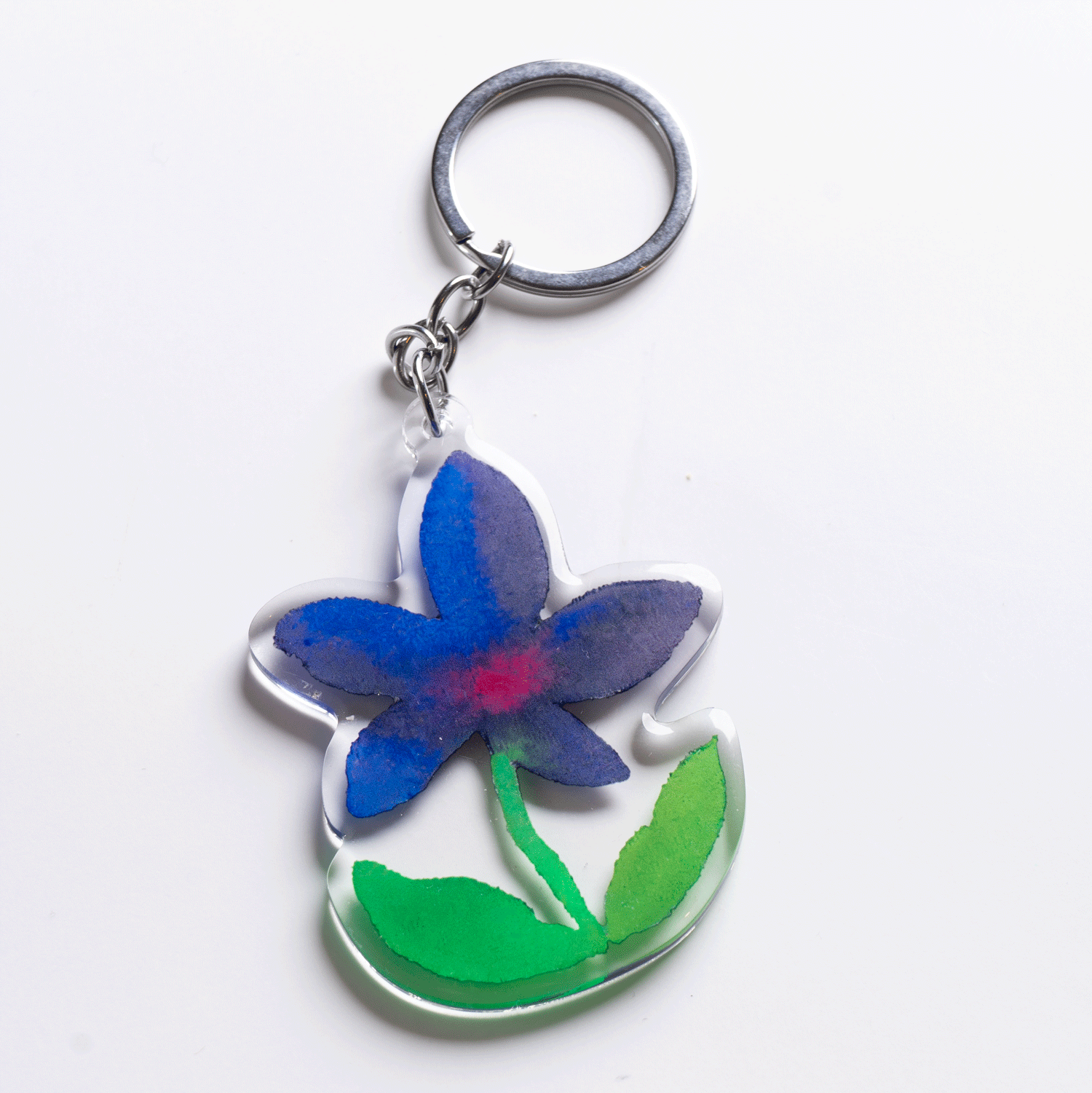 Purple Five Flower Acrylic Keychain