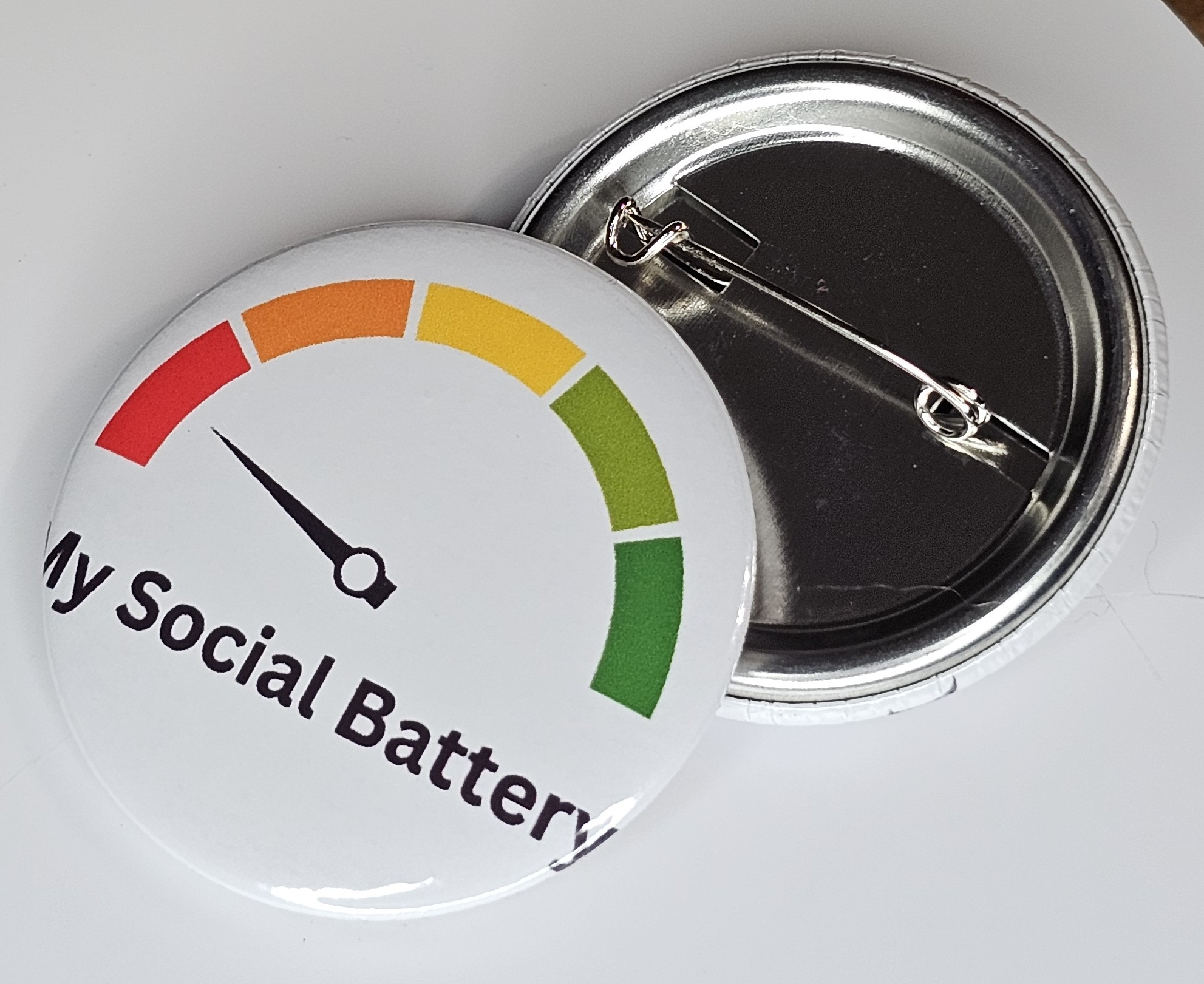 44mm (1.73 in) Pin-Back Button - My Social Battery
