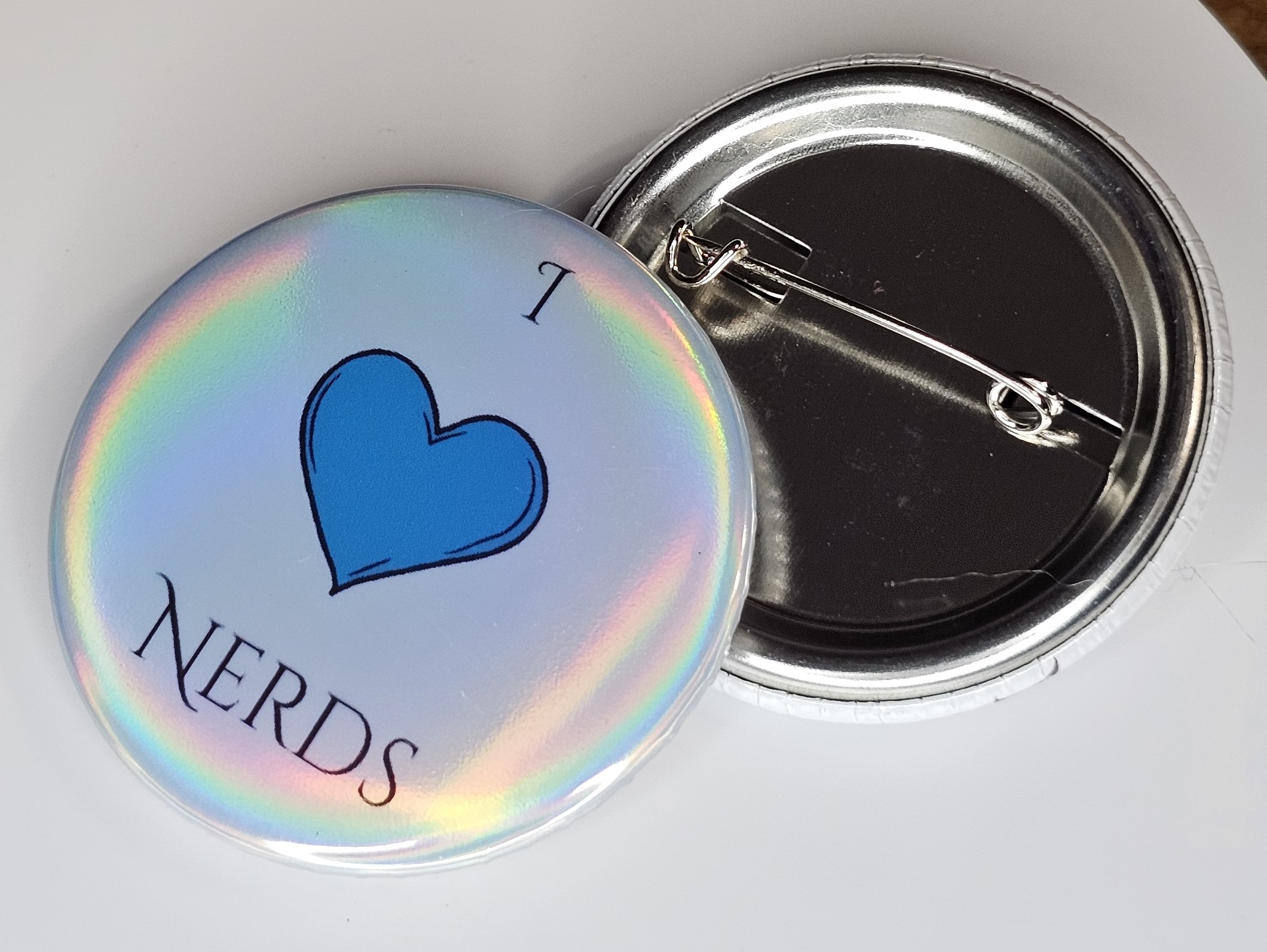 44mm (1.73 in) Pin-Back Button - I Love Nerds Blue