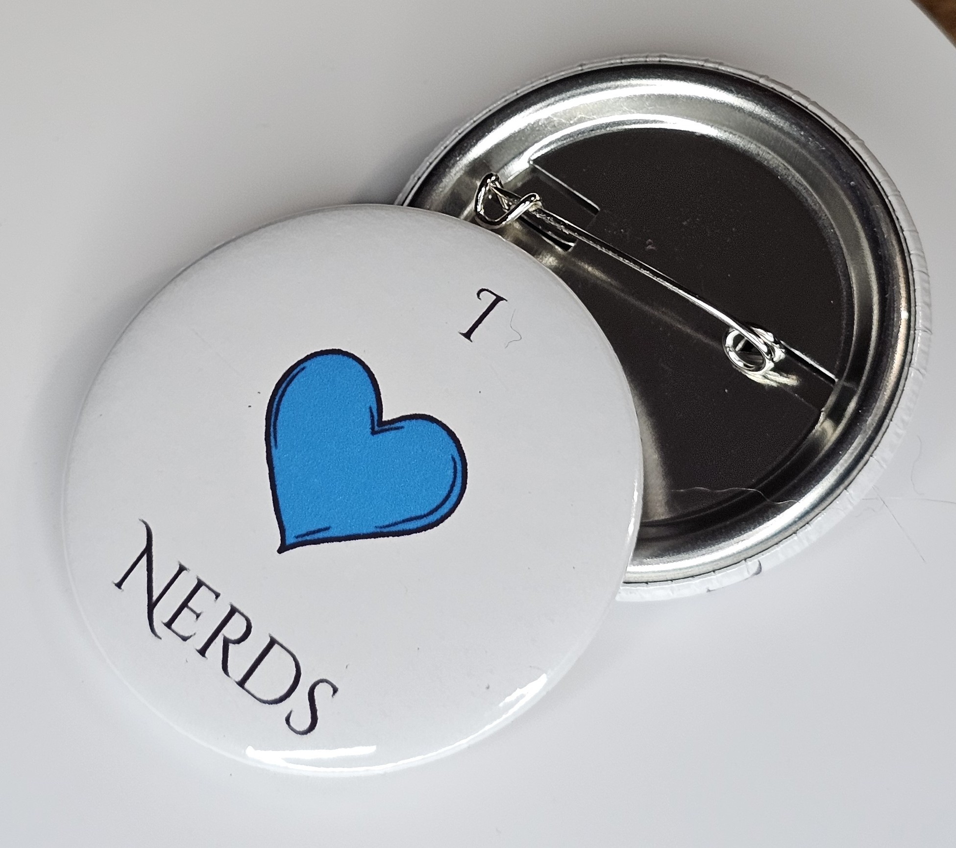 44mm (1.73 in) Pin-Back Button - I Love Nerds Blue