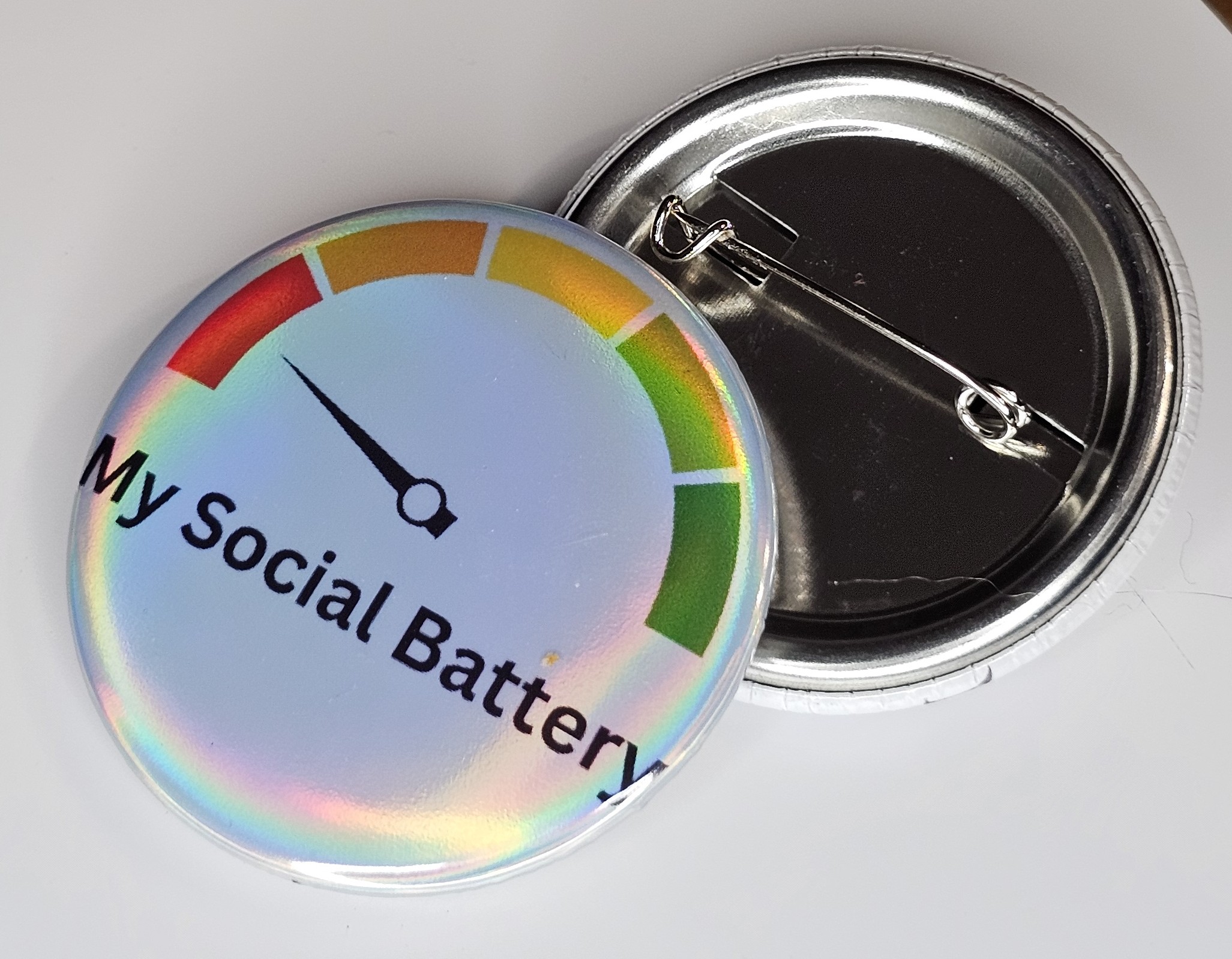 44mm (1.73 in) Pin-Back Button - My Social Battery