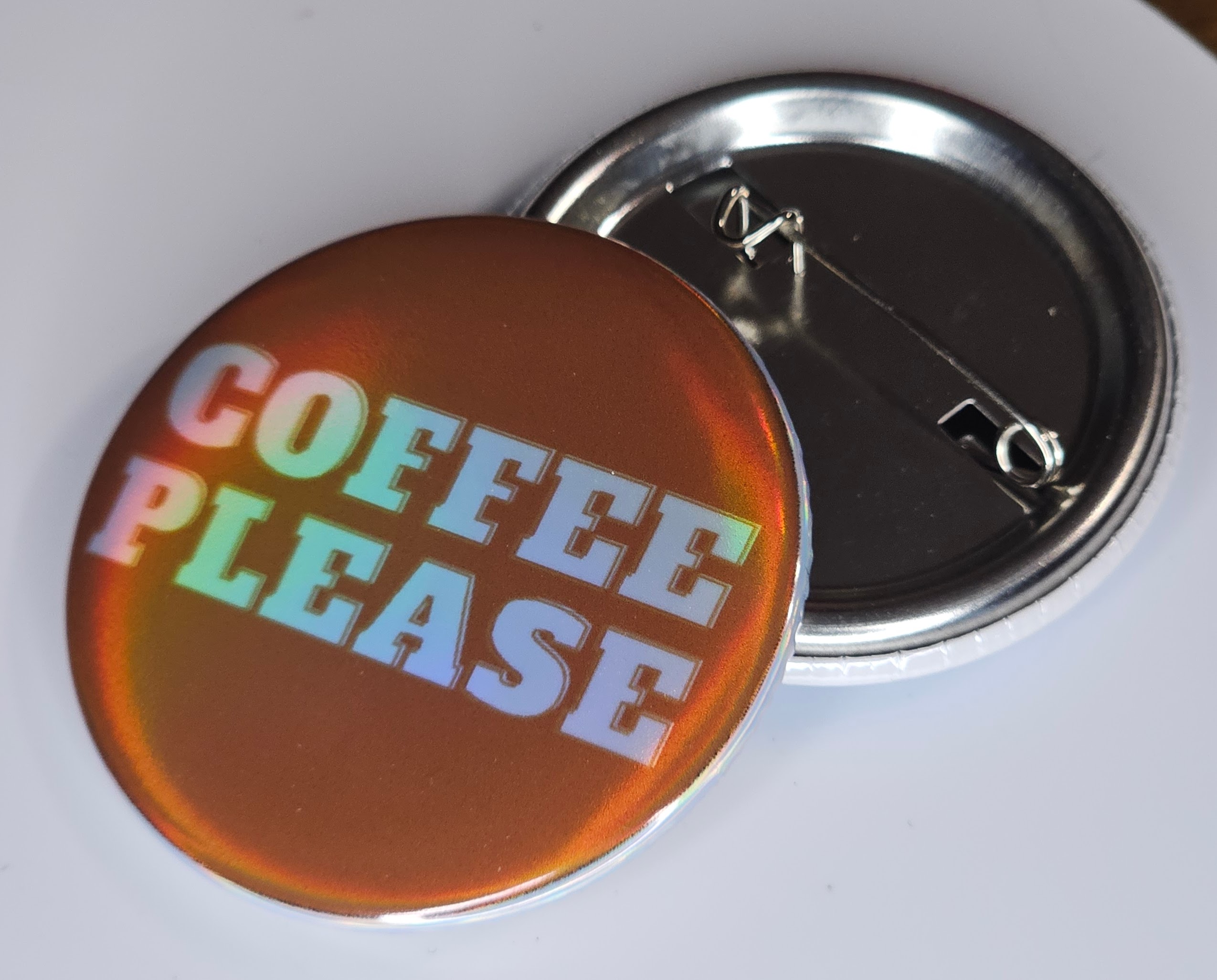 44mm (1.73 in) Pin-Back Button - Coffee Please
