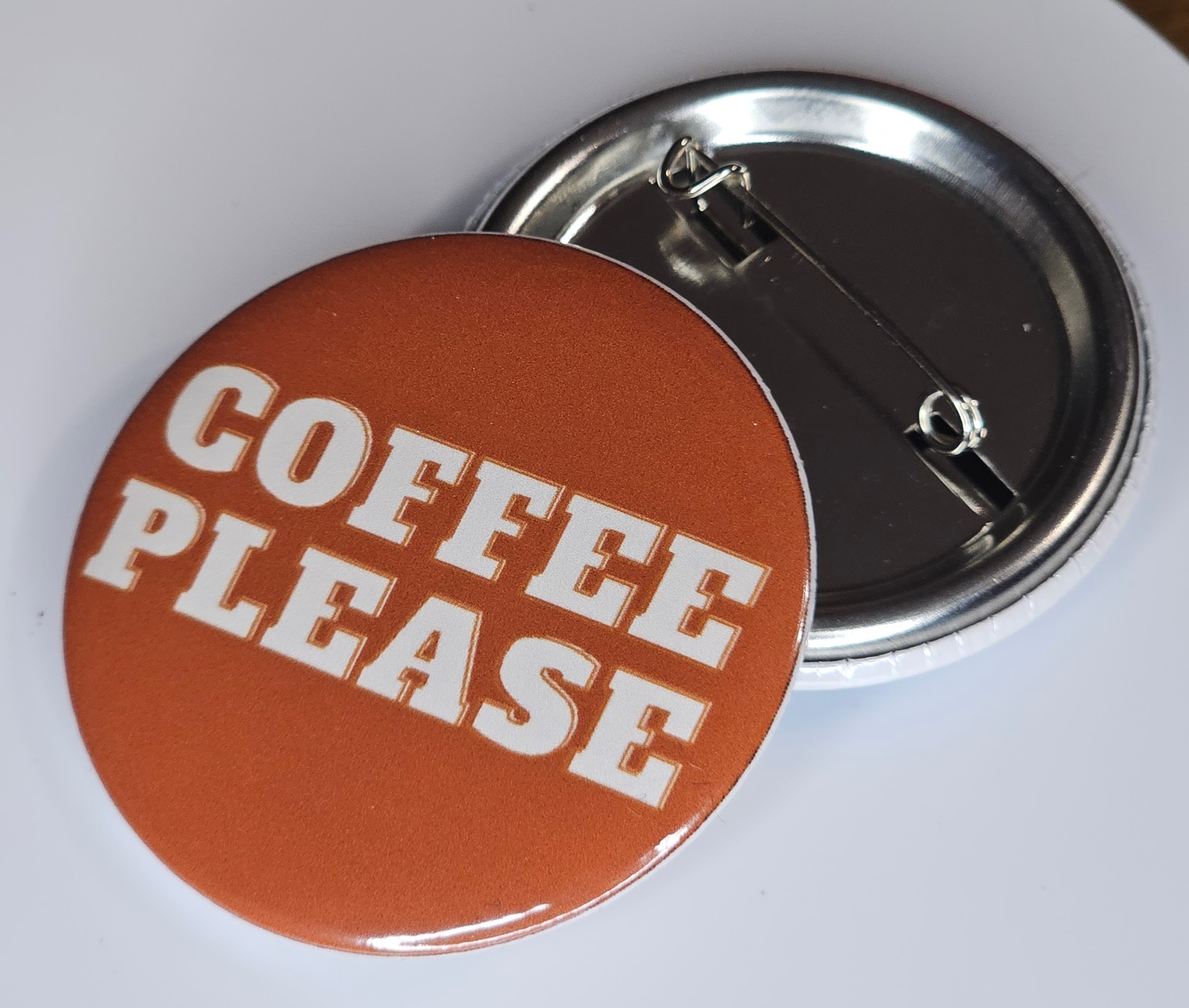 44mm (1.73 in) Pin-Back Button - Coffee Please