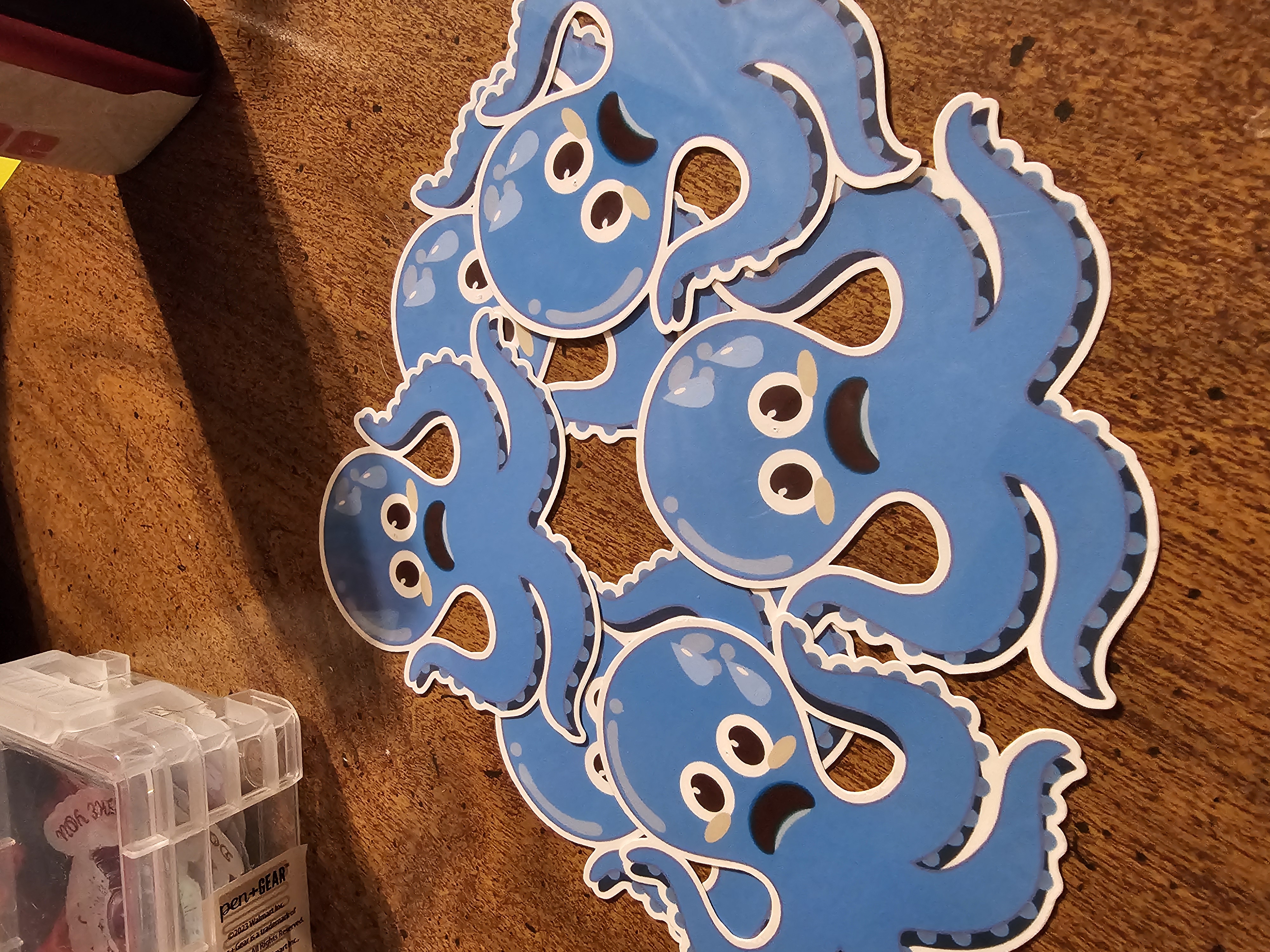 Sticker - Scared Octopus - approx. 2.5in x 2.5in (sold individually)