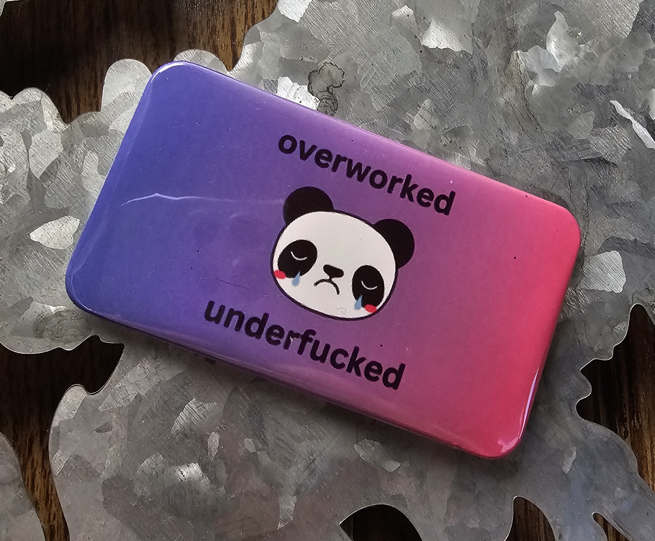 2"x3.5" Magnet - Overworked Underfucked - Purple/Pink