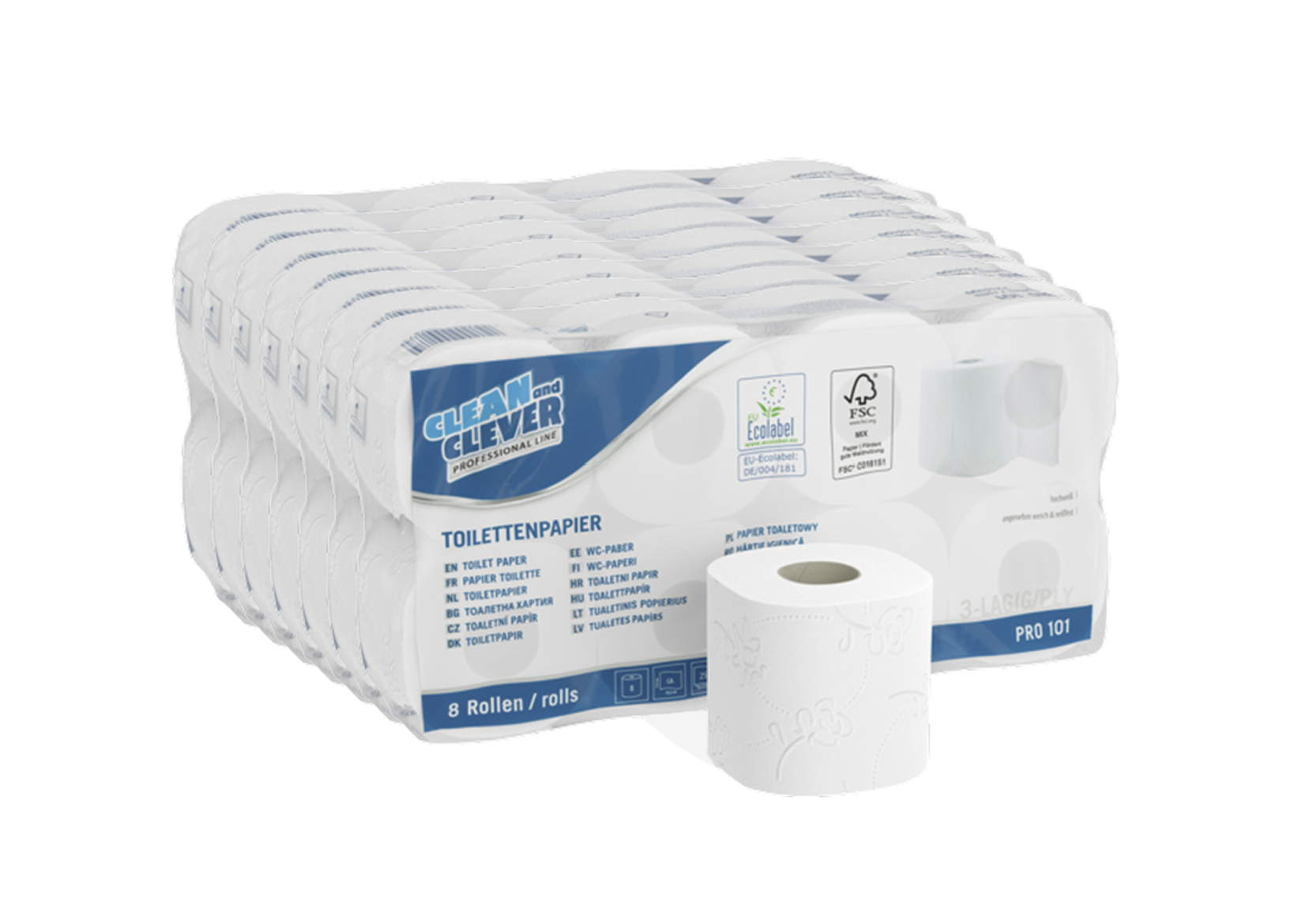 Toilettenpapier Clean and Clever ( 72 Rollen pro Sack)