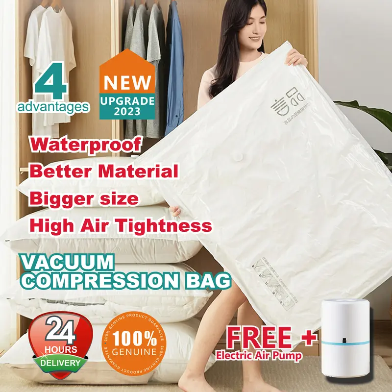 10 PCS Vacuum Storage Bag + FREE Air Pump Space Saving