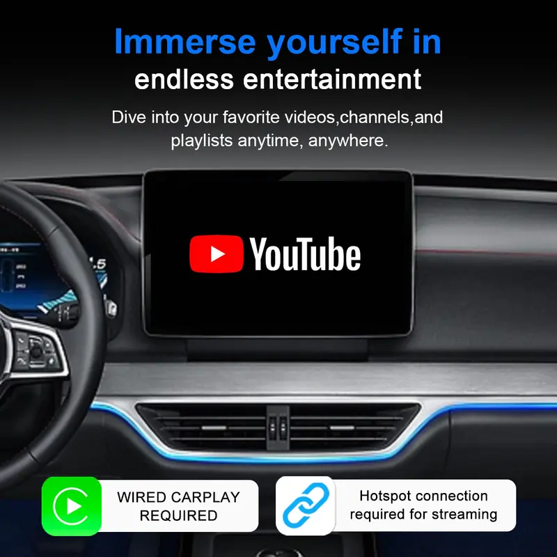 Wireless Carplay Adapter, Koneksyon sa Bluetooth/Wi-Fi, naka-wire sa wireless, tugma sa mga iPhone at Android System