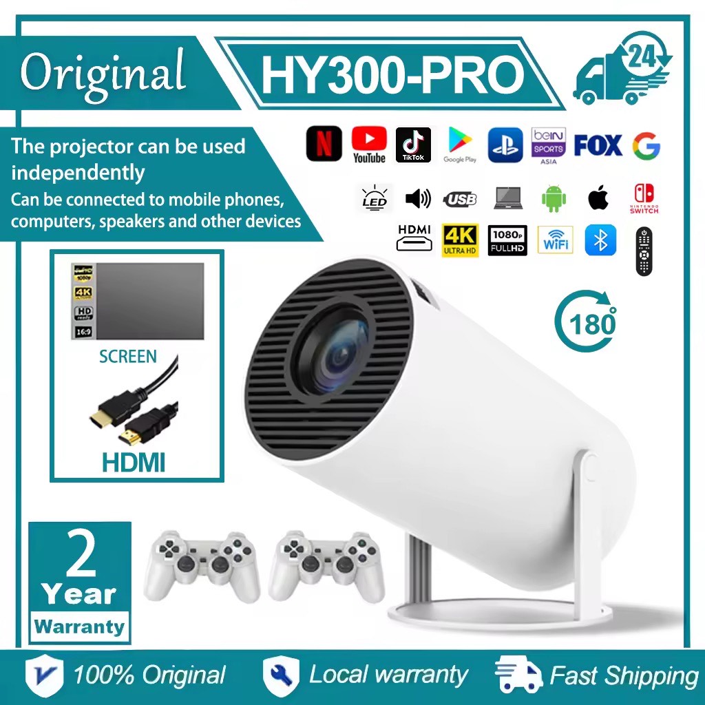 HY300 PROJECTOR 8000 Lumens Projector 4K Ultra Full HD 1080P