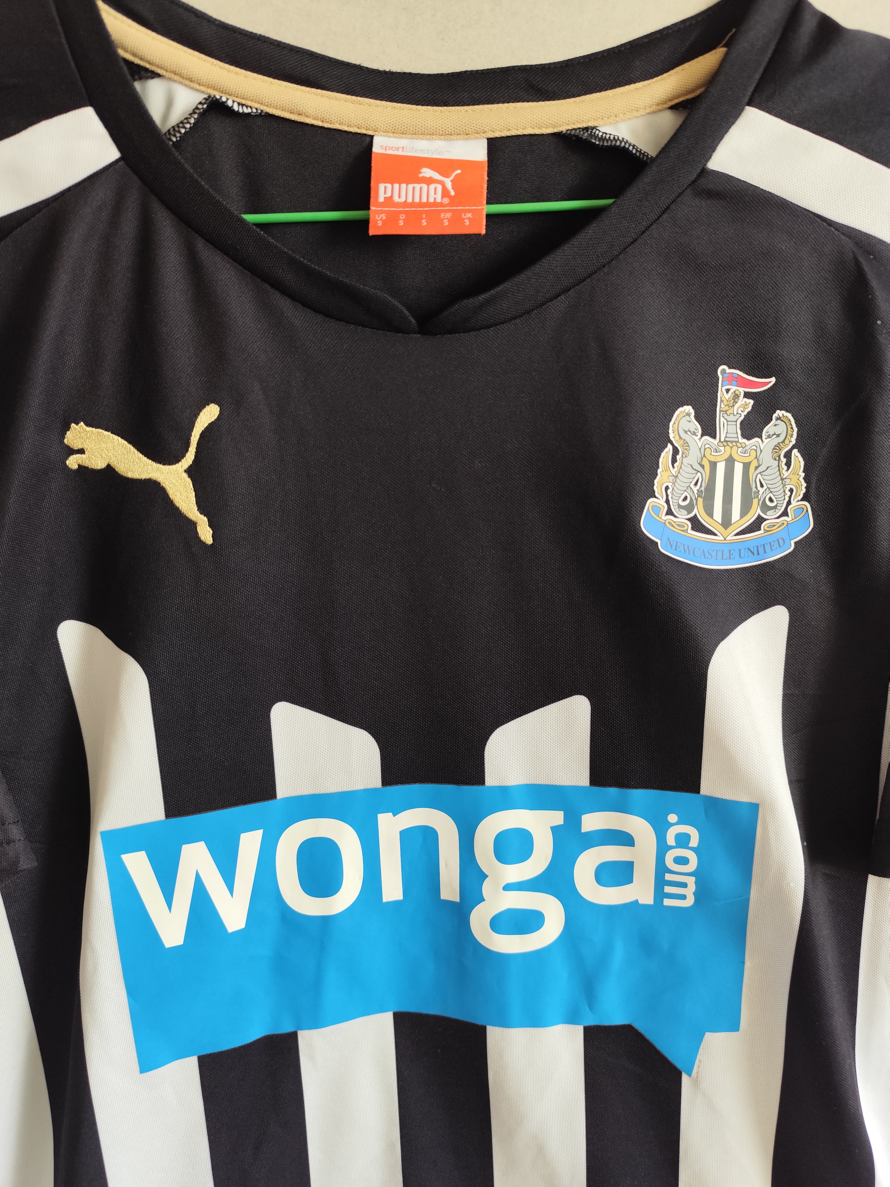 Newcastle United Puma Home Football Shirt Wonga Sponsor Black White Size S
