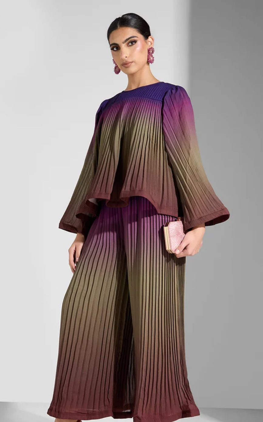 Ombre Pleated Two-Piece Set