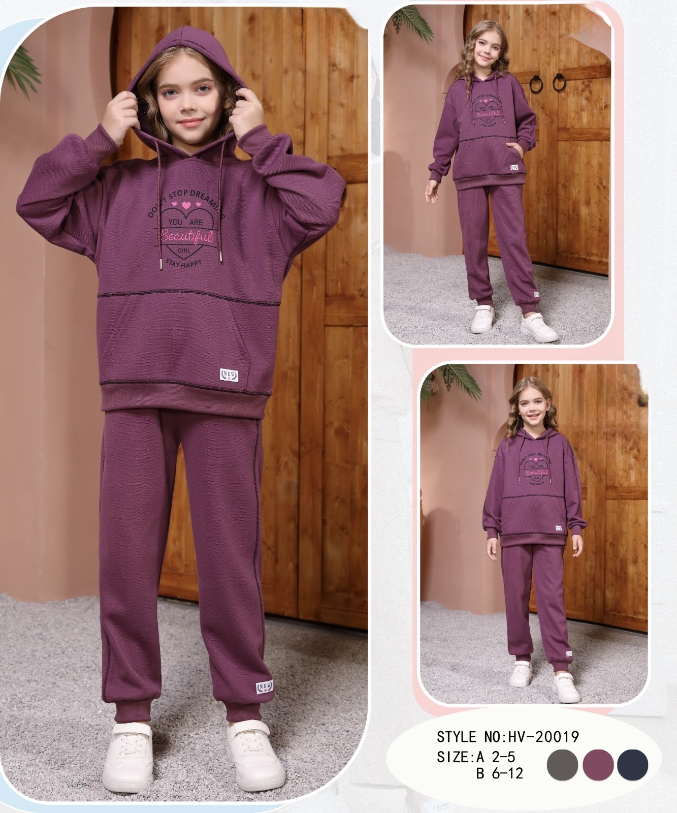 Kids' Purple Hooded Tracksuit