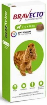 Bravecto para perros 10 A 20 KG. (500 MG)