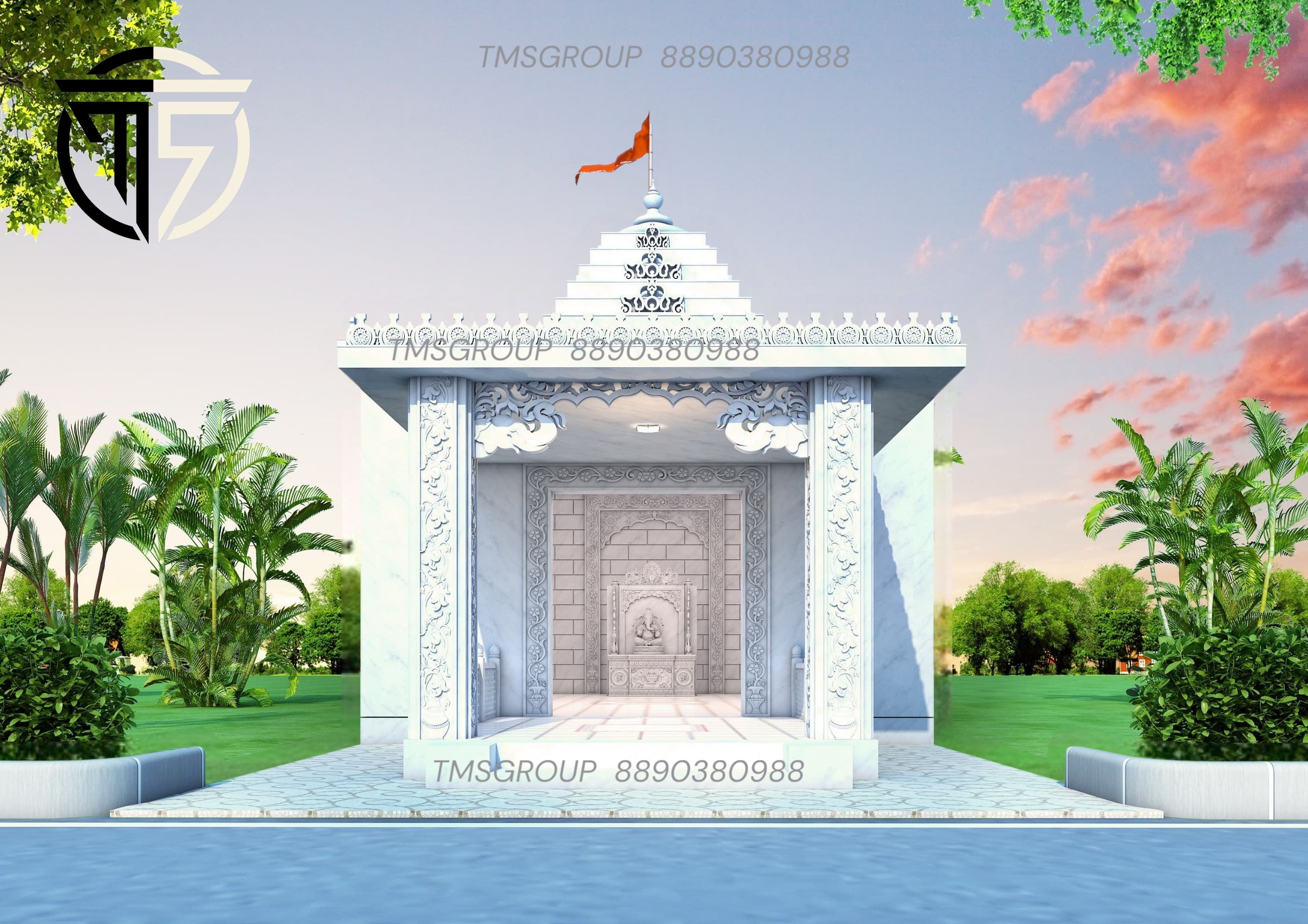 Rajasthan white marble work new design with carving inley work same face design photo Indore outdoor ongoing project Pune