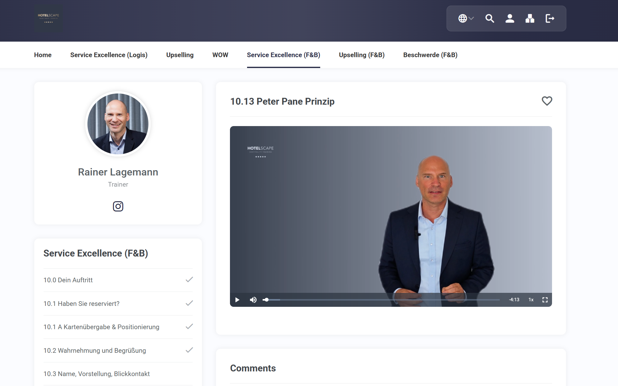 Hospitality E-Learning Programm "An der Spitze"