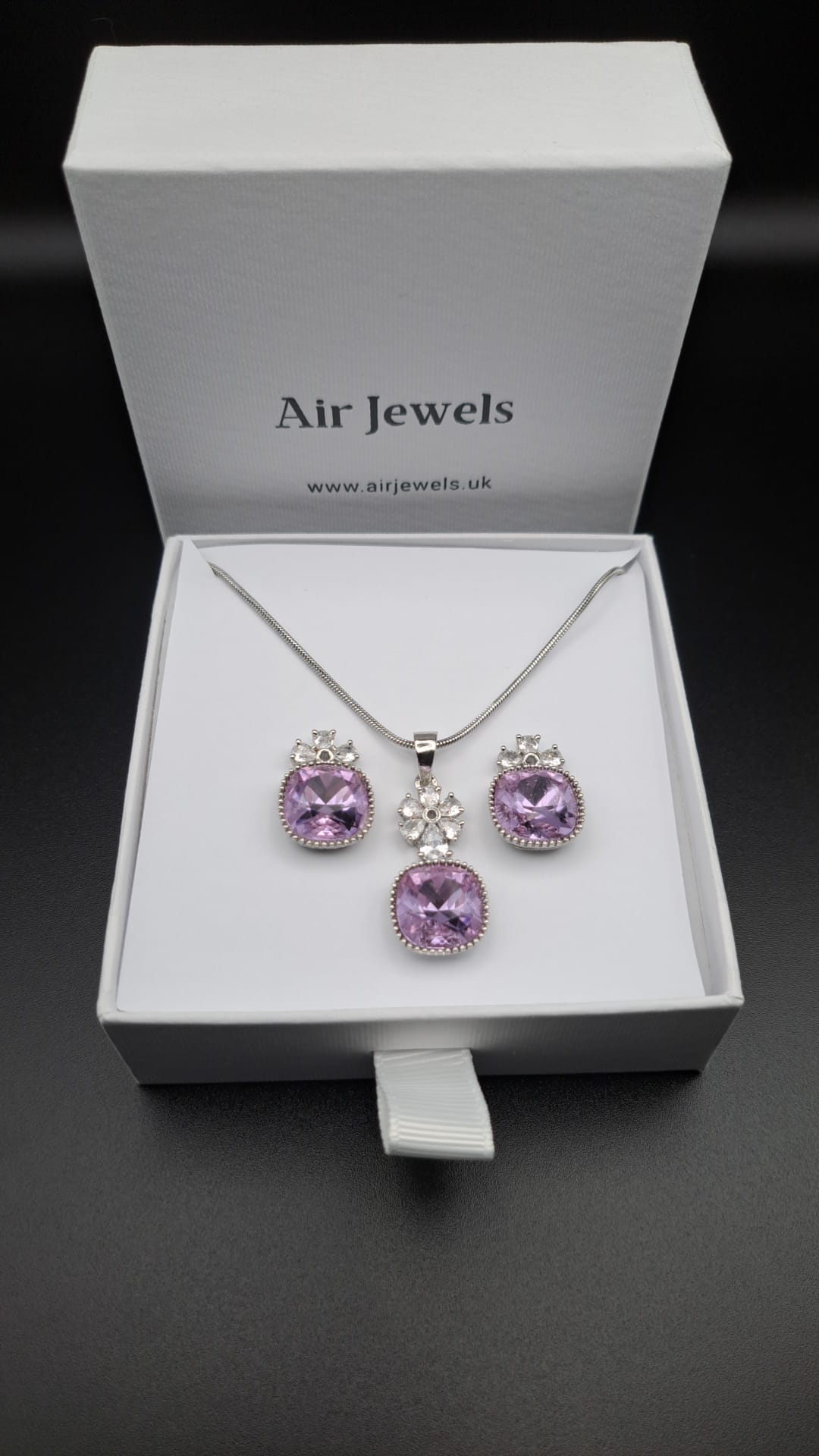 Purple Crystal Necklace and Earring Set
