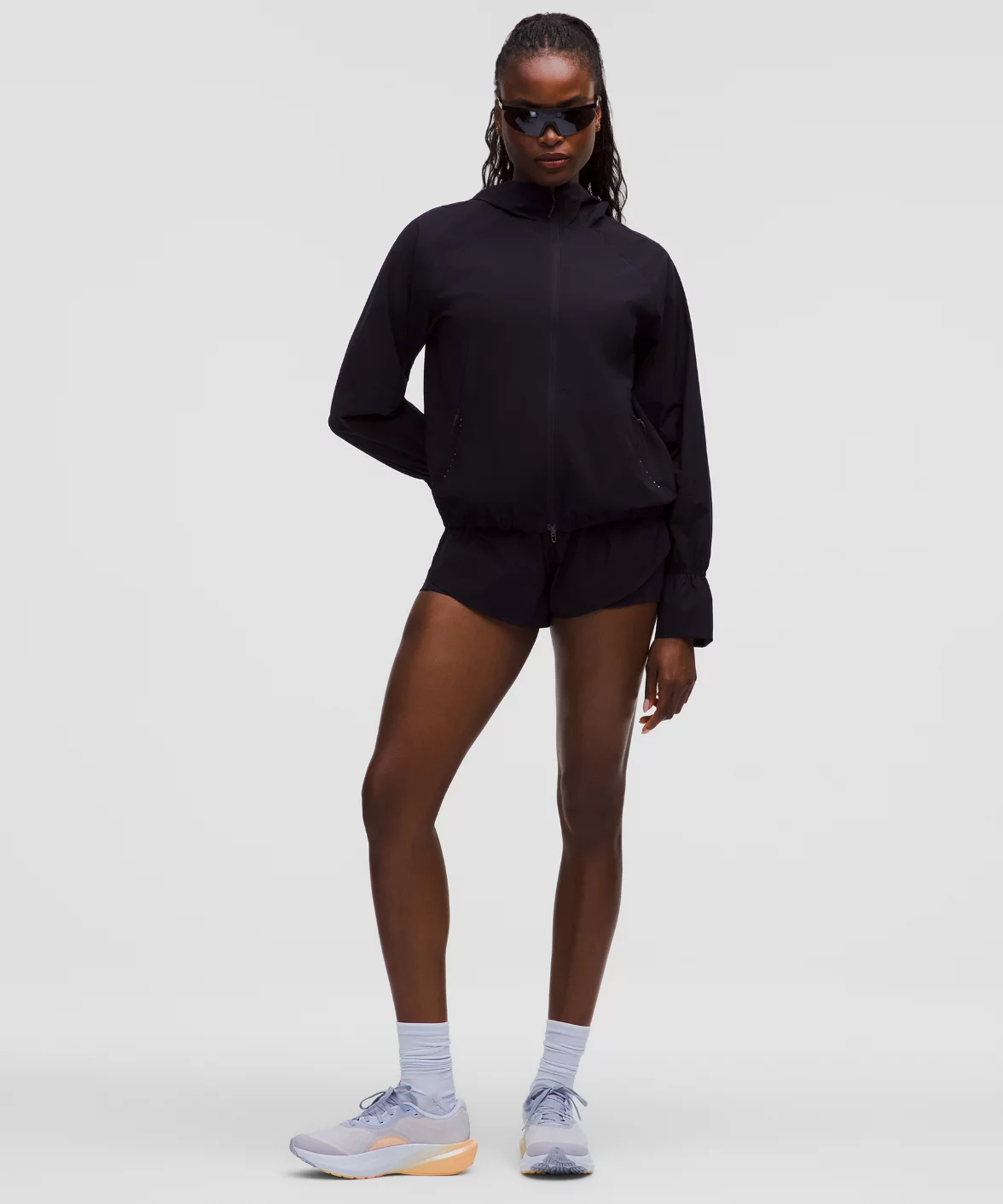 Black Athletic Jacket and Shorts Set