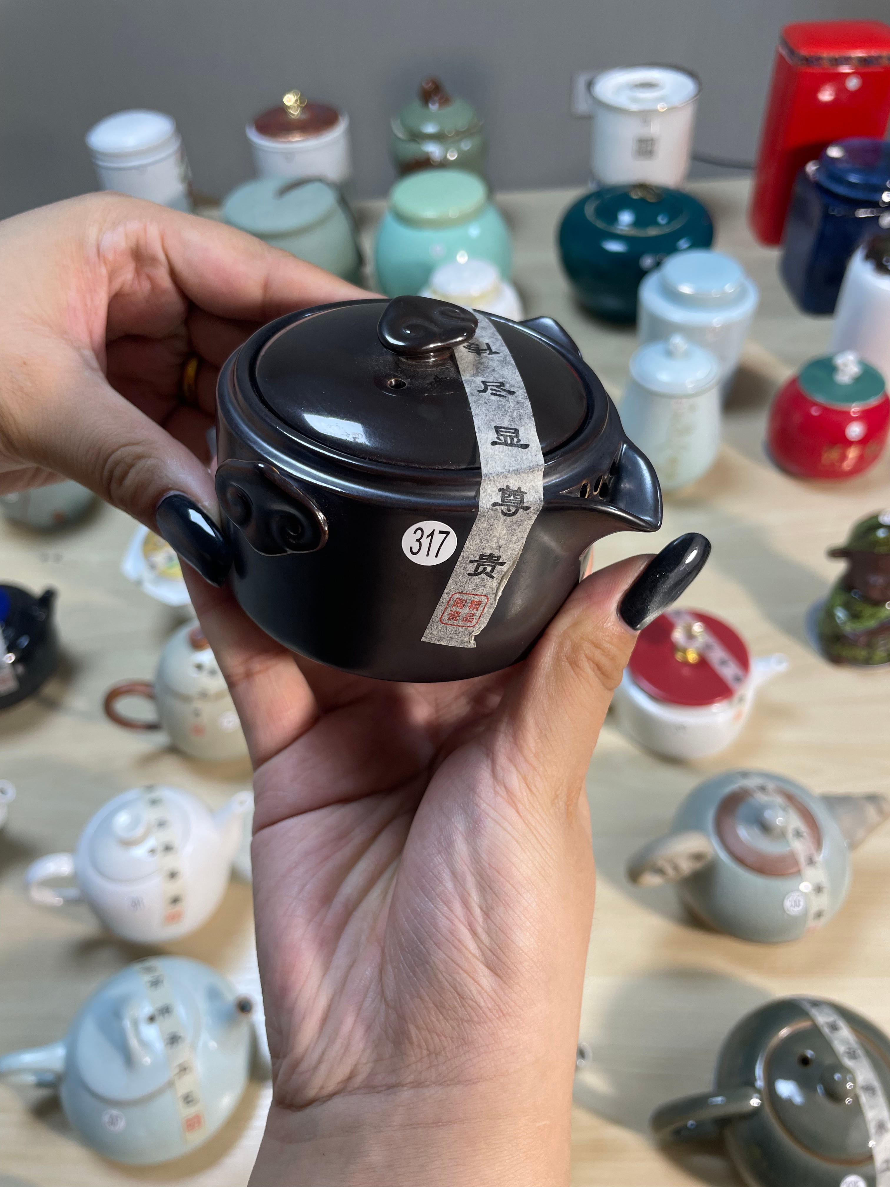 Black Ceramic Teapot