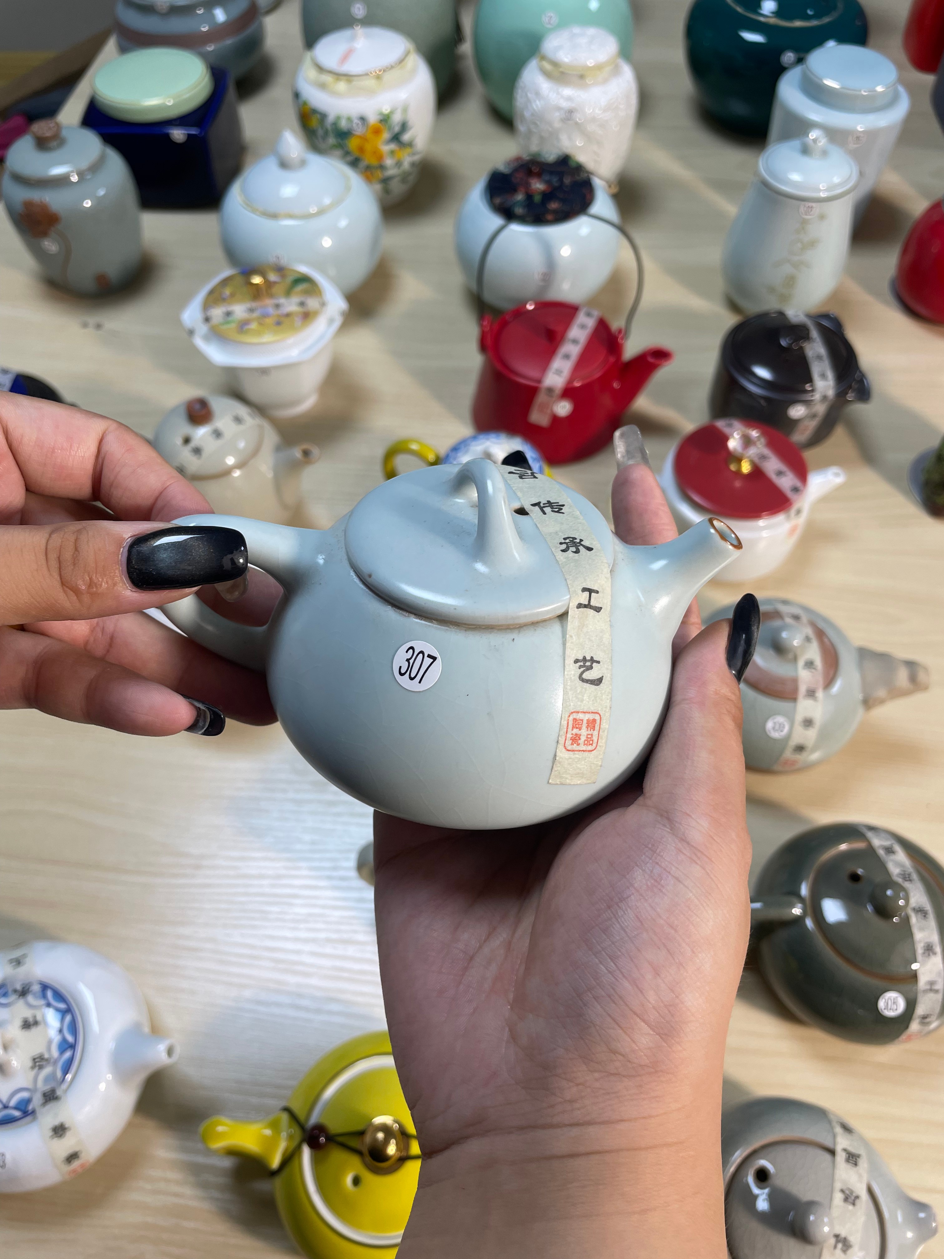 Ceramic Teapot with Asian Calligraphy