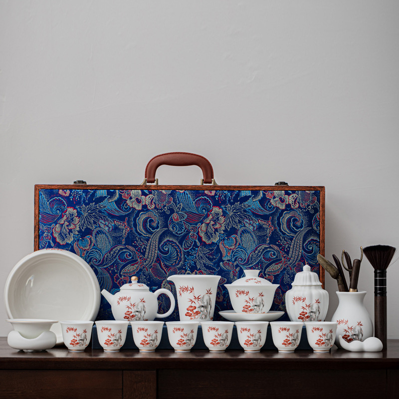 Porcelain Tea Set with Floral Motif