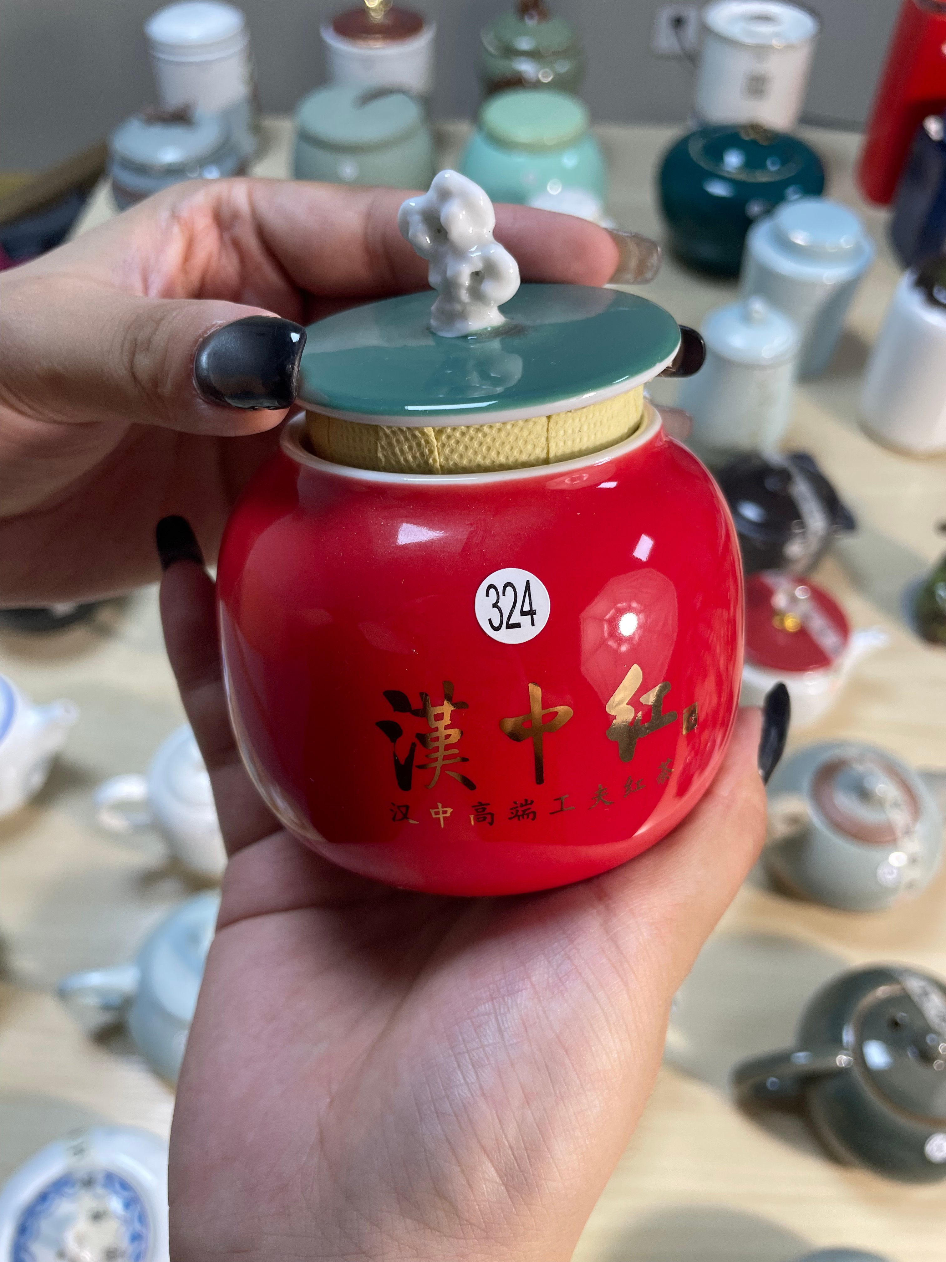 Red Ceramic Tea Jar
