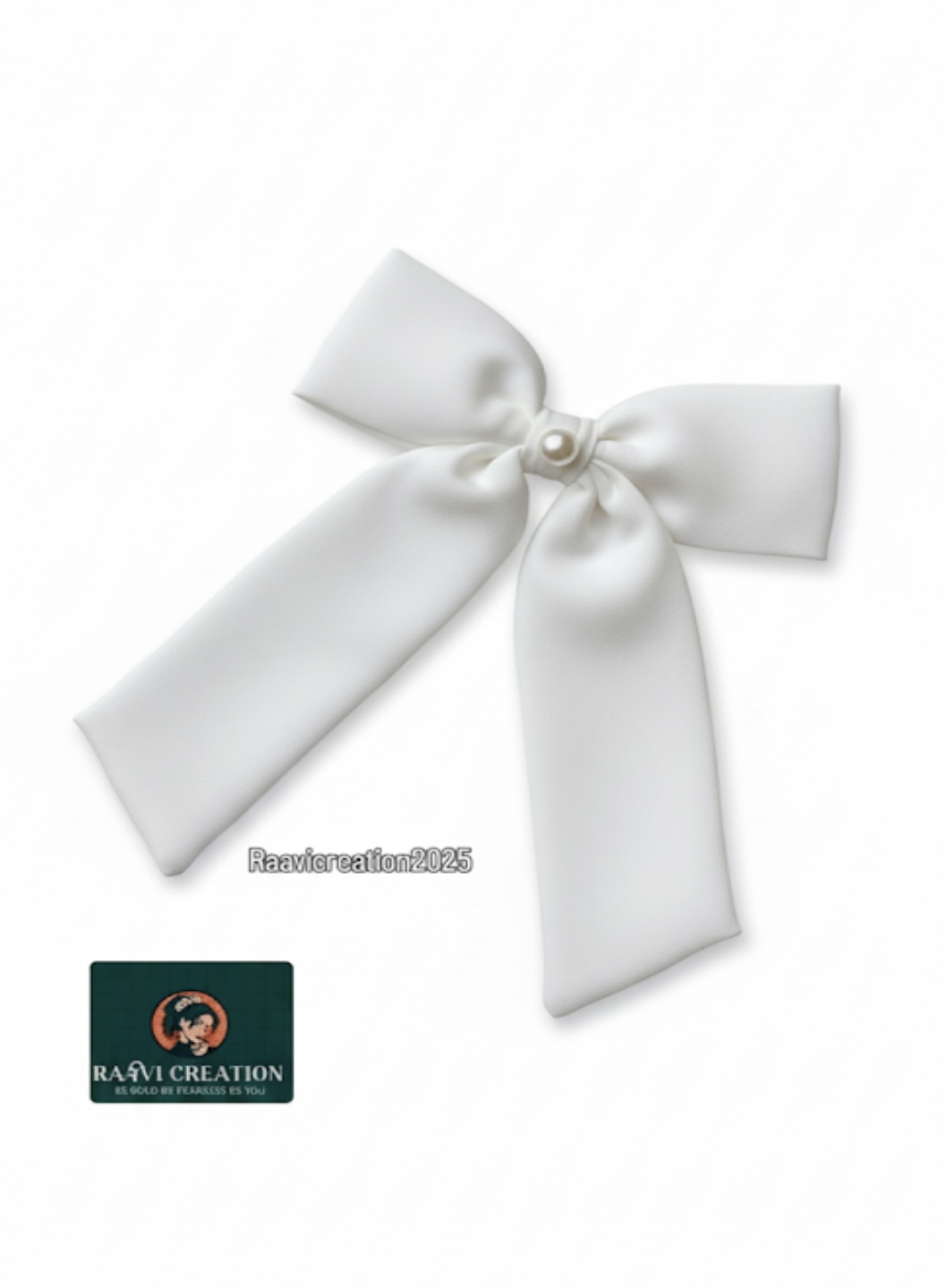 Elegant White Satin Hair Bow