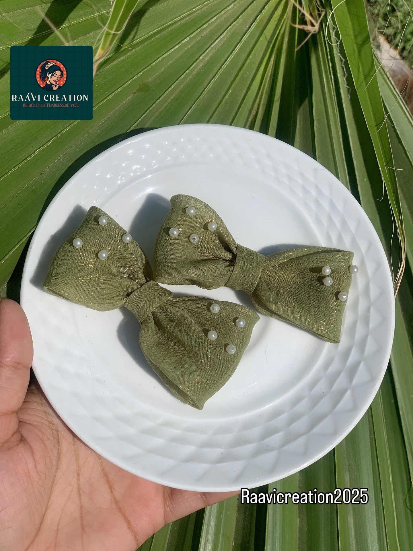 Red Pearl Studded Hair Bows