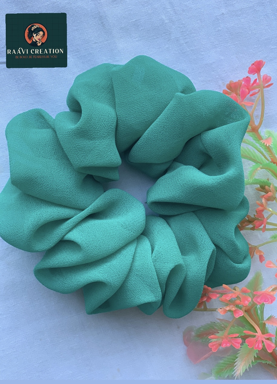 Green Chiffon Scrunchie