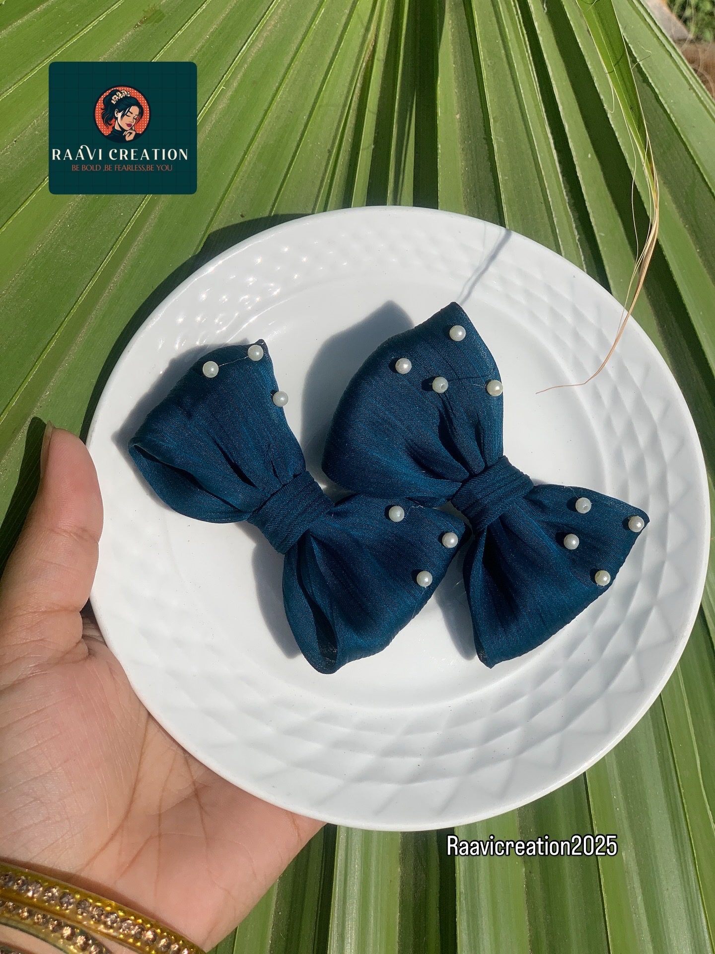 Red Pearl Studded Hair Bows