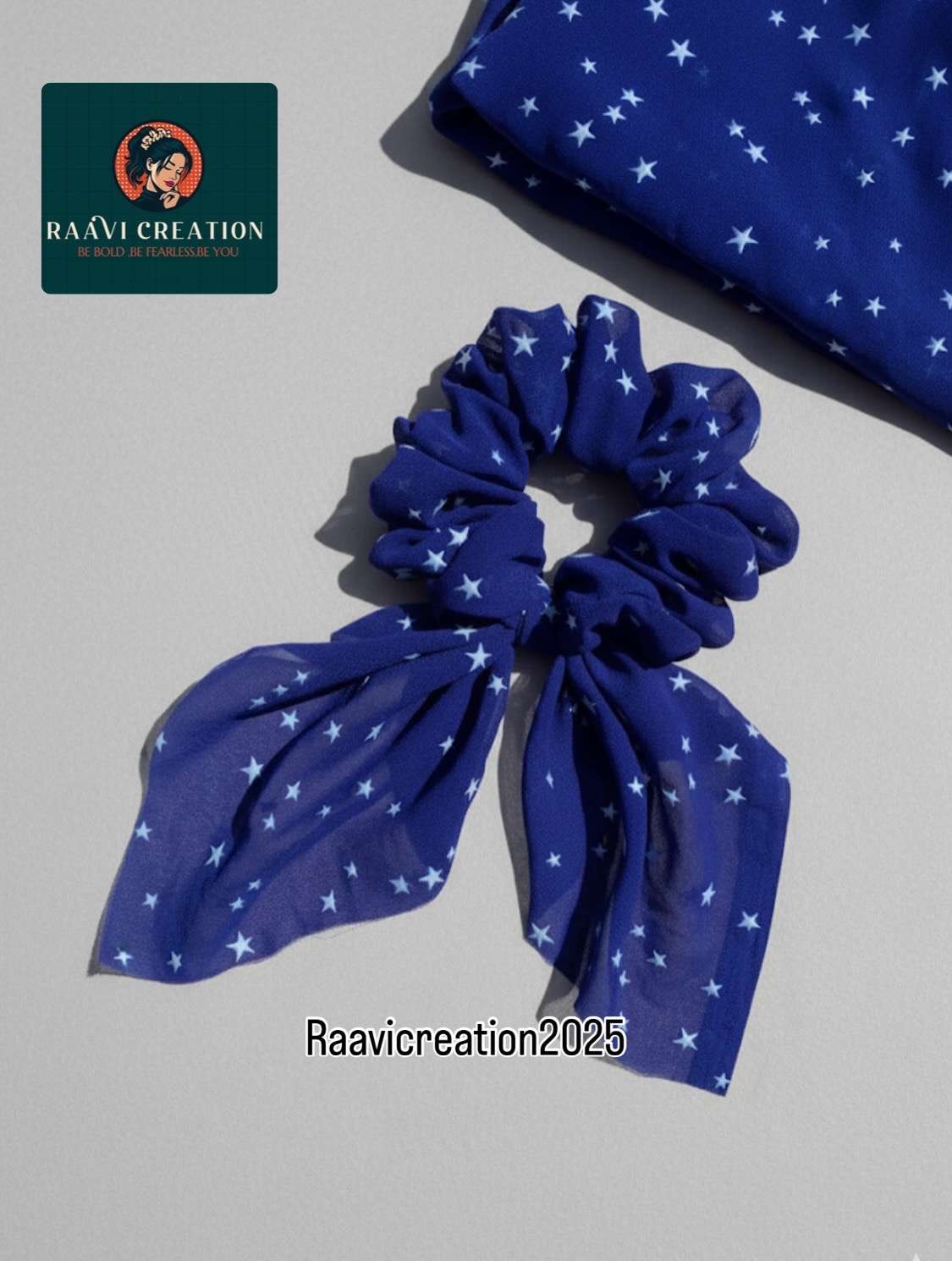 Blue Star Pattern Hair Scrunchie