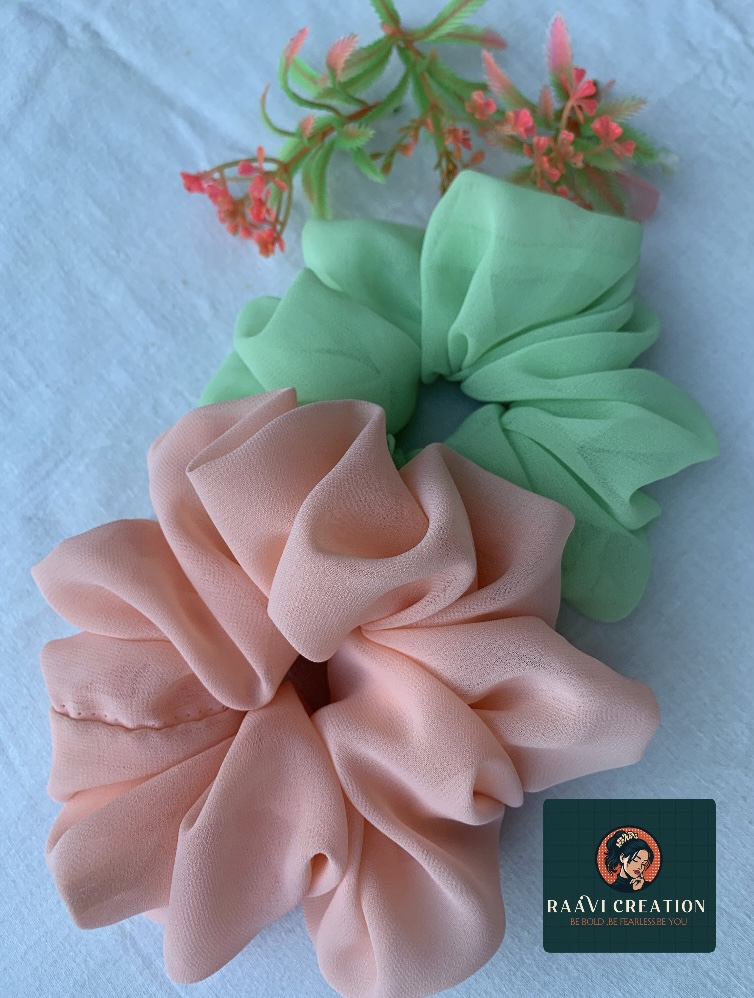 Pastel Chiffon Scrunchies Set