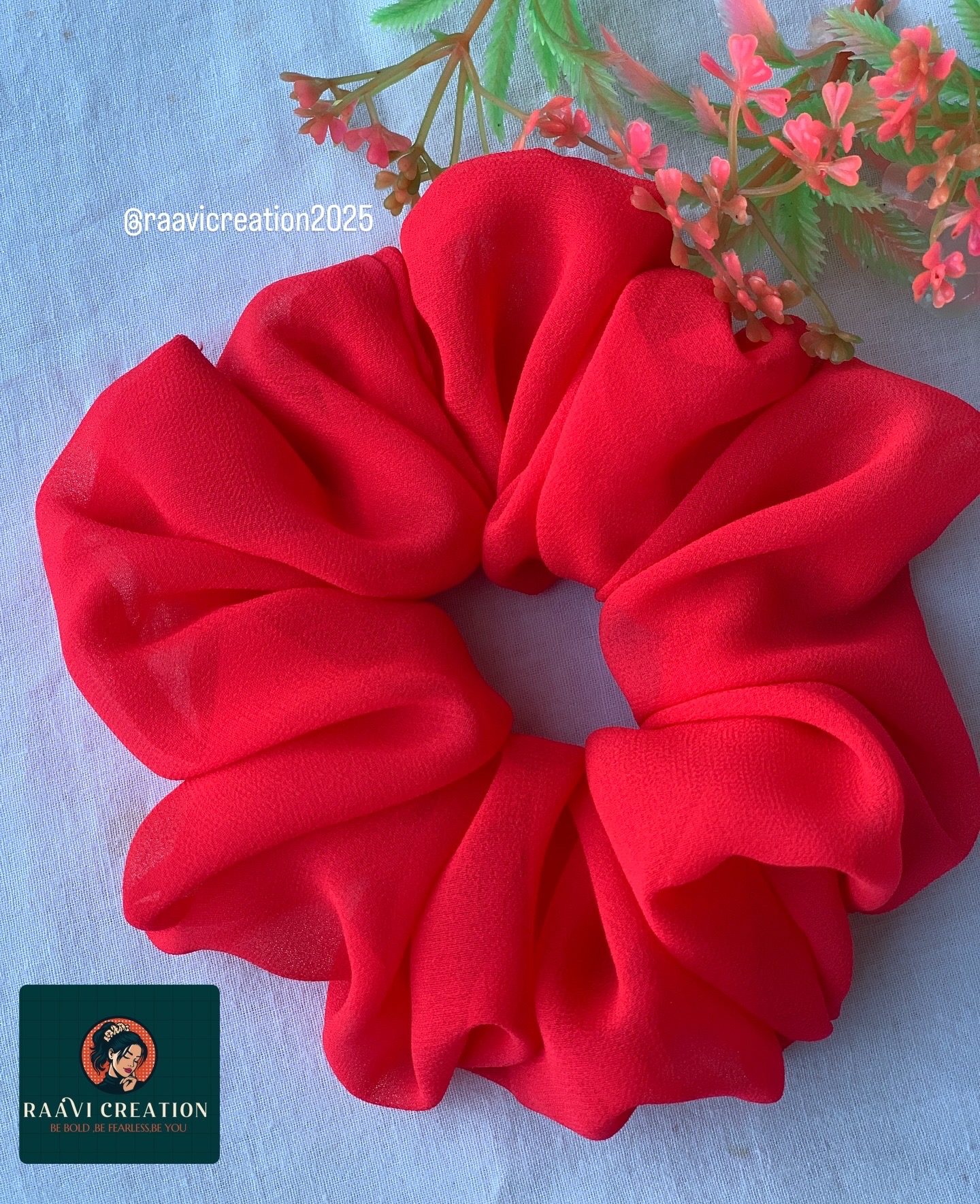 Red Fabric Scrunchie