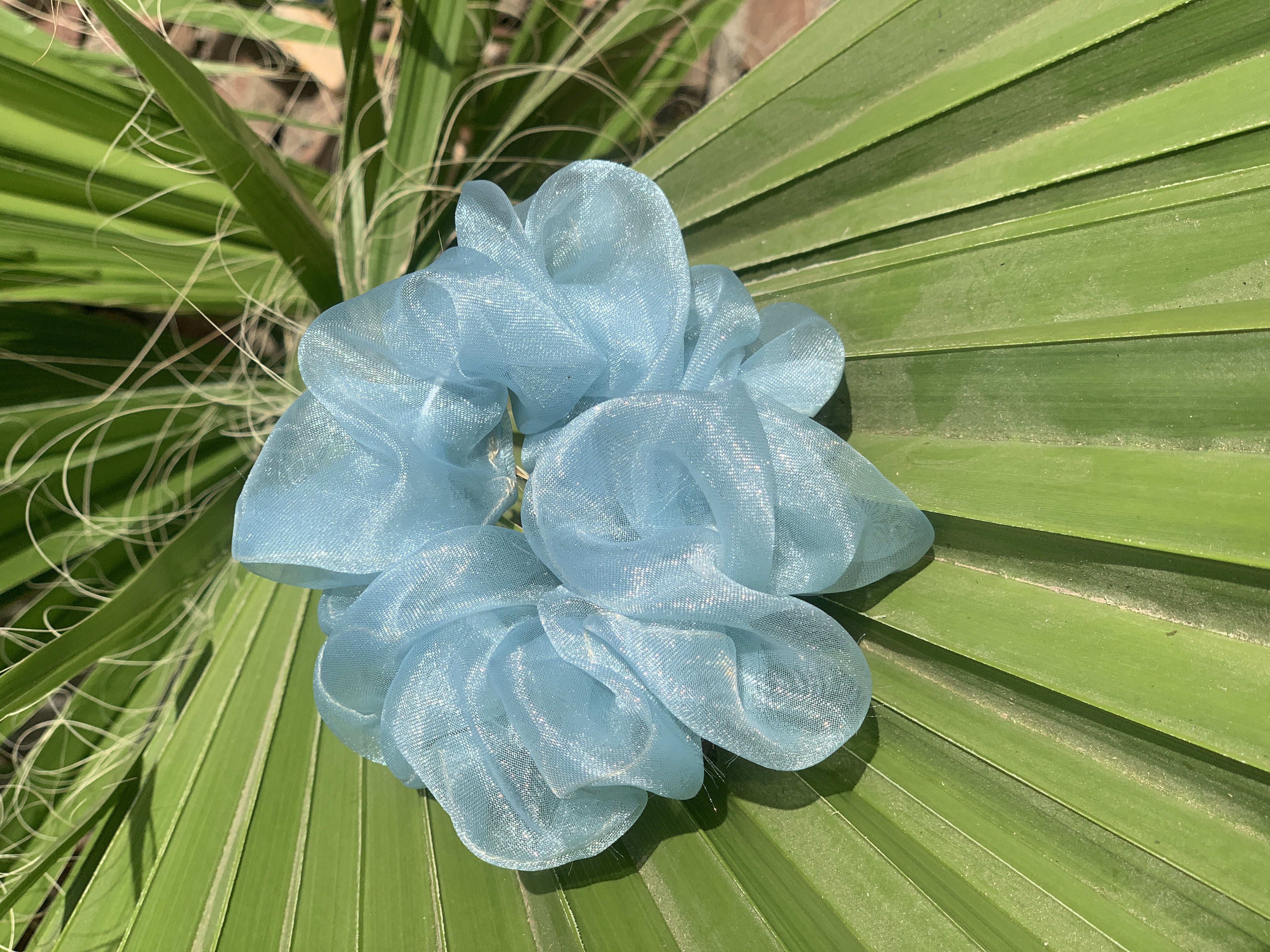 Blue Organza Scrunchie