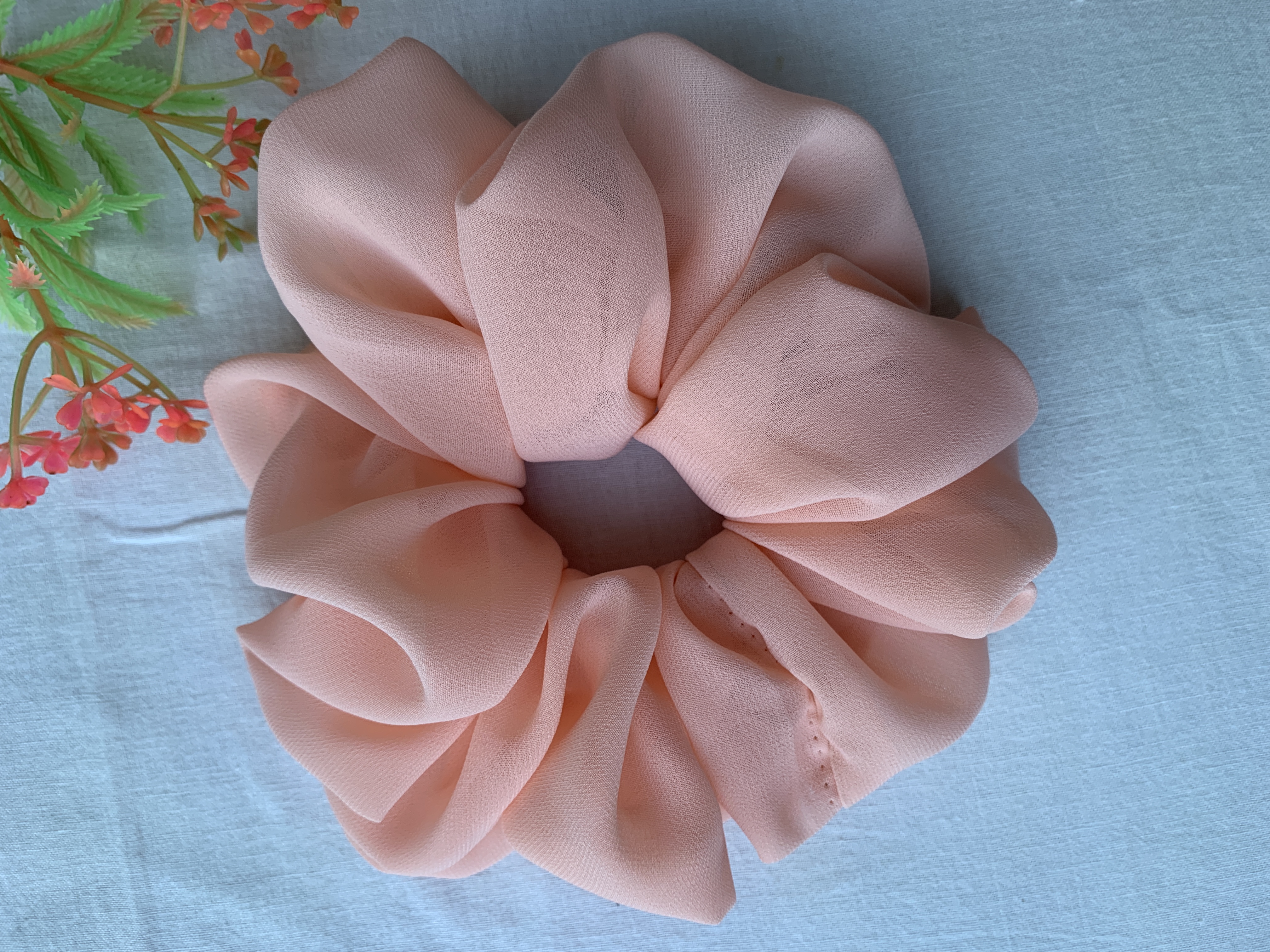 Peach Chiffon Hair Scrunchie
