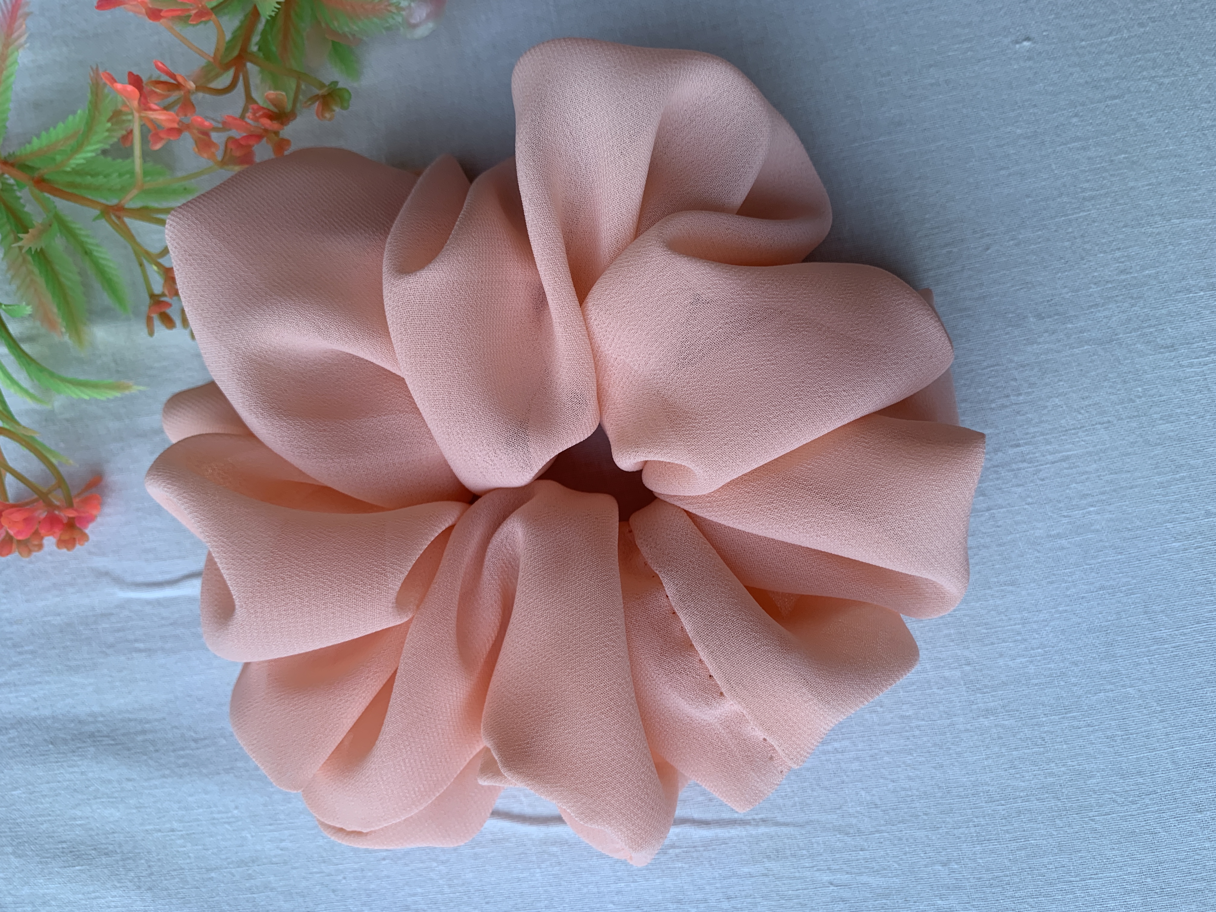 Peach Chiffon Hair Scrunchie
