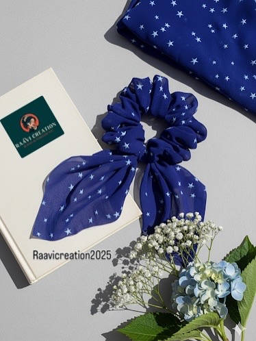 Blue Star Pattern Hair Scrunchie