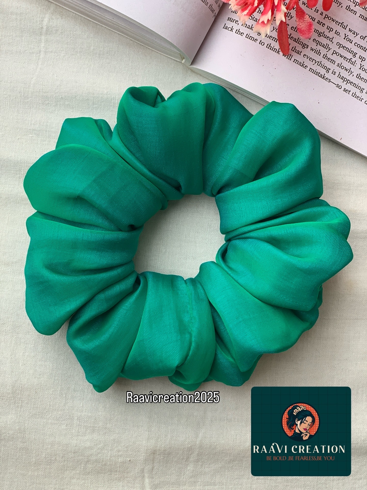 Green mulberry silk 💞Hair Scrunchie
