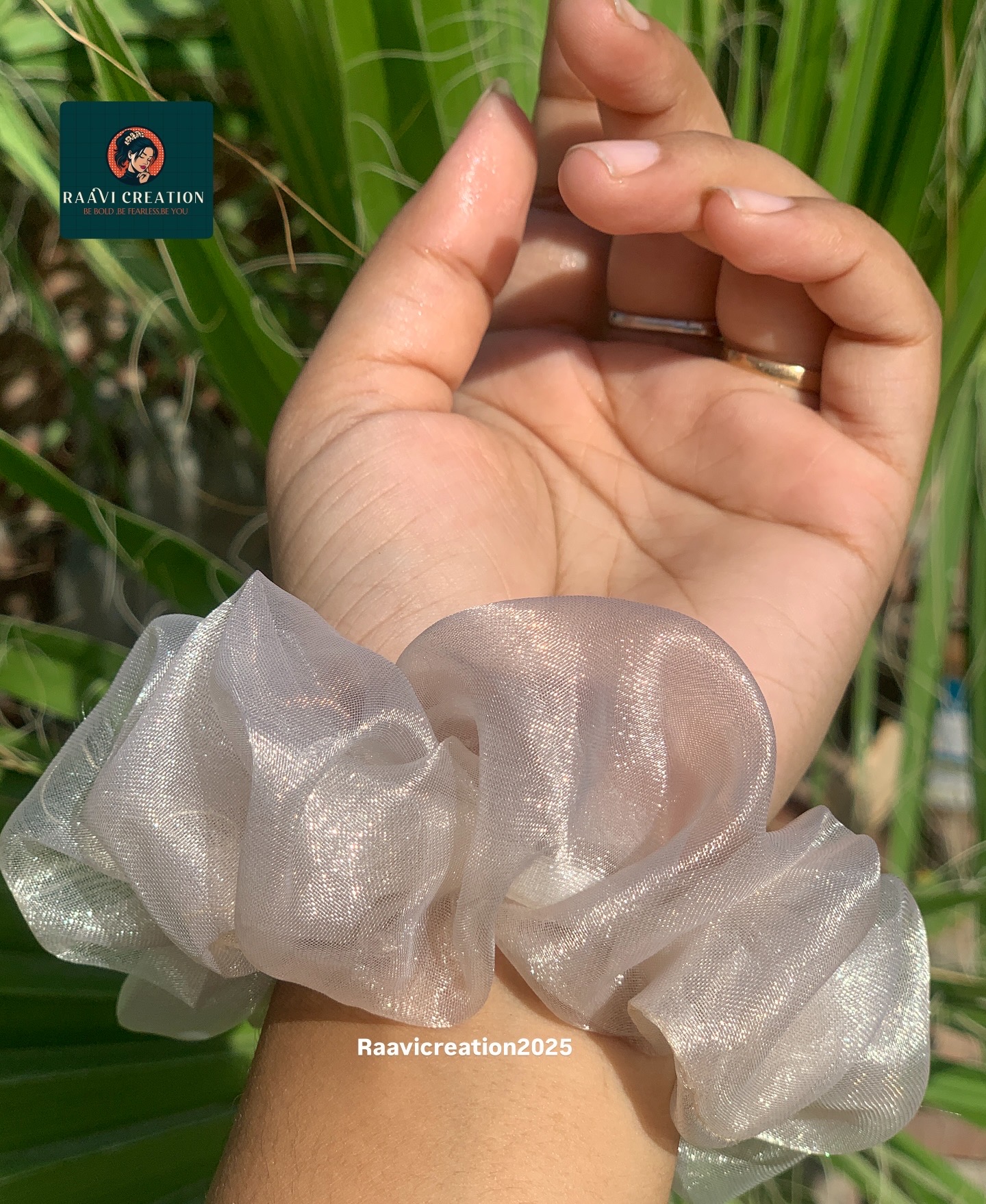 Sheer White Organza Scrunchie
