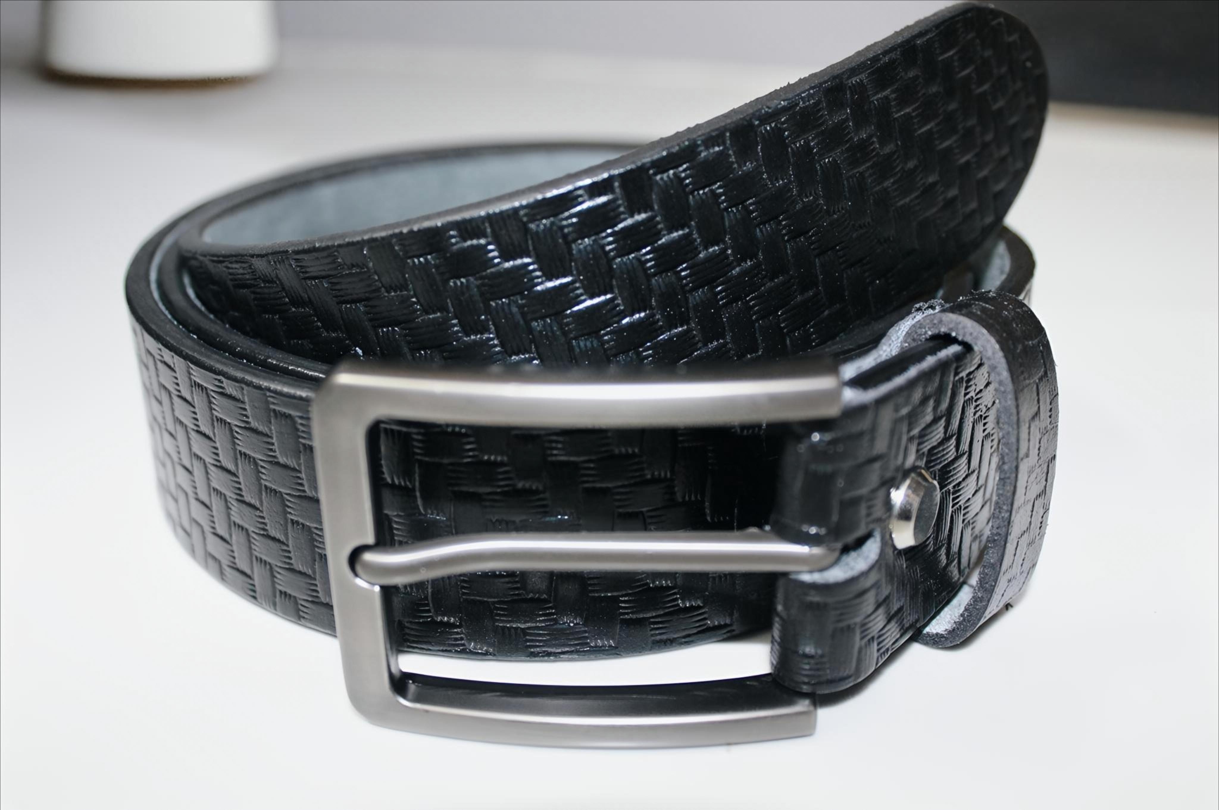 Black Woven Leather Belt