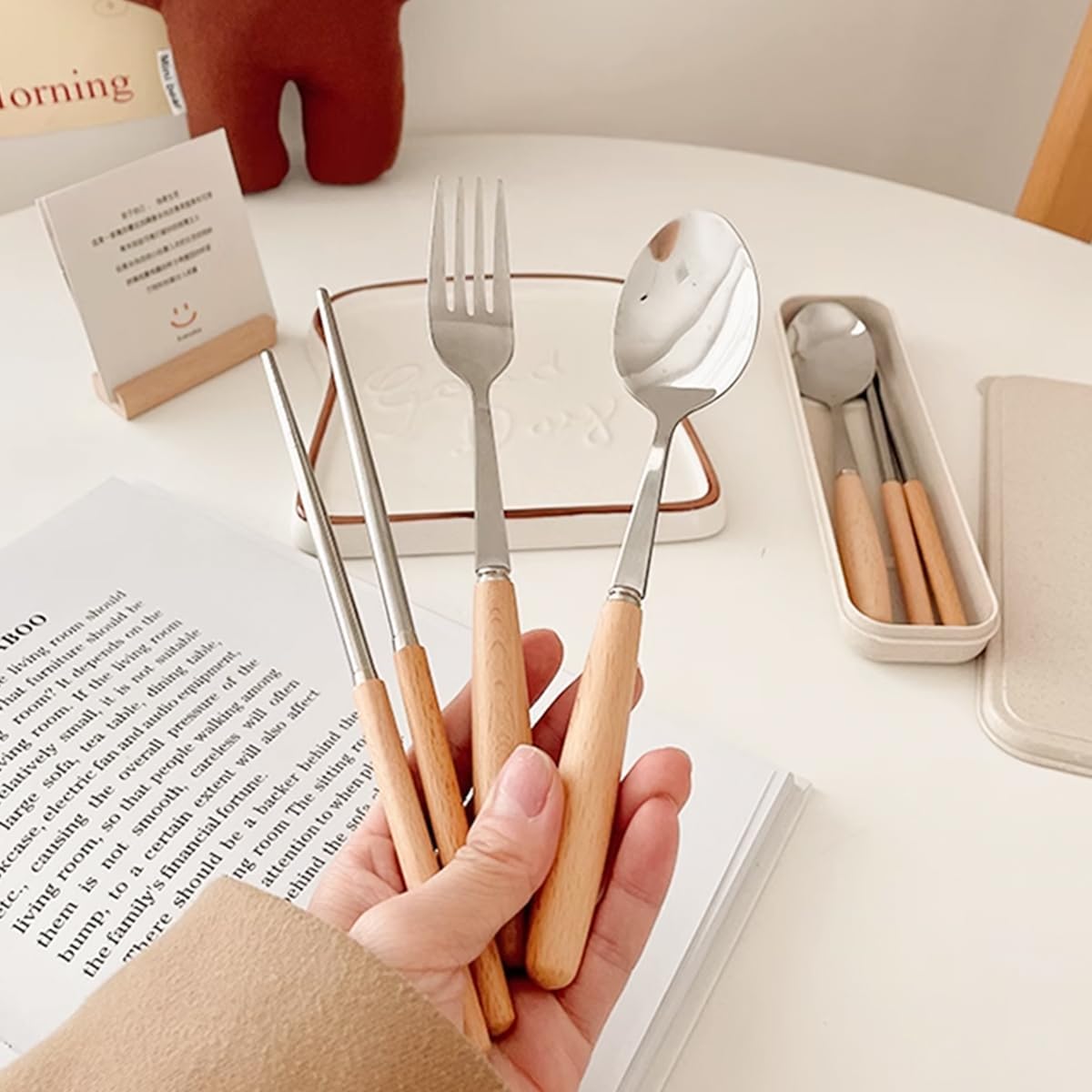 Hive Mind カトラリーセット キャンプ アウトドア 食器 箸 スプーン フォーク 木製ハンドル
