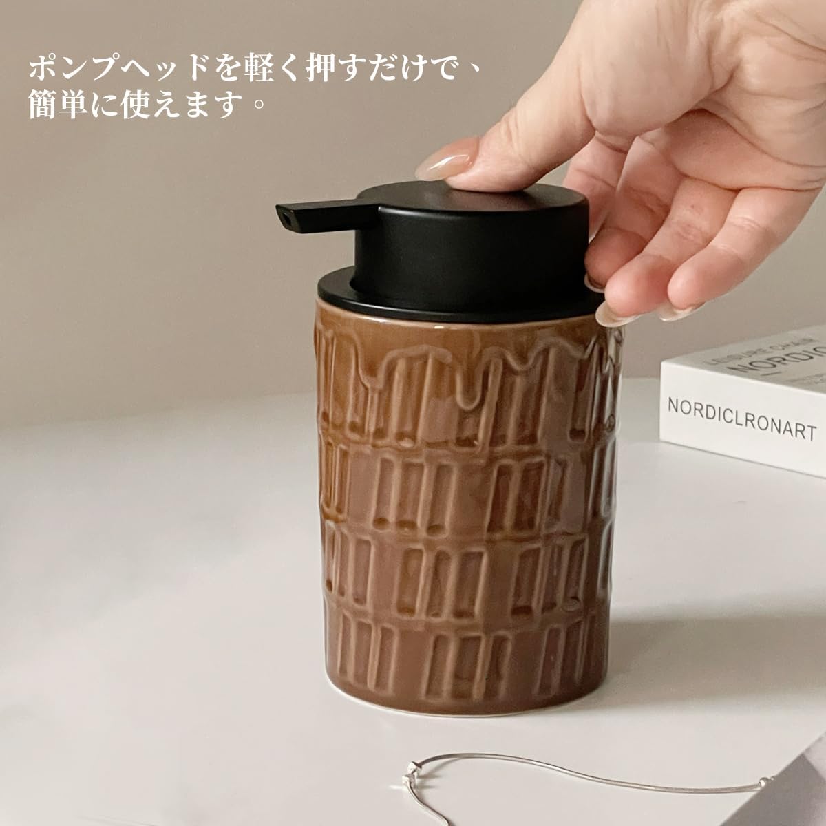 Hie Mindハンドソープ ディスペンサー ソープディスペンサー ポンプ式 泡ハンドソープ セラミック ホワイト