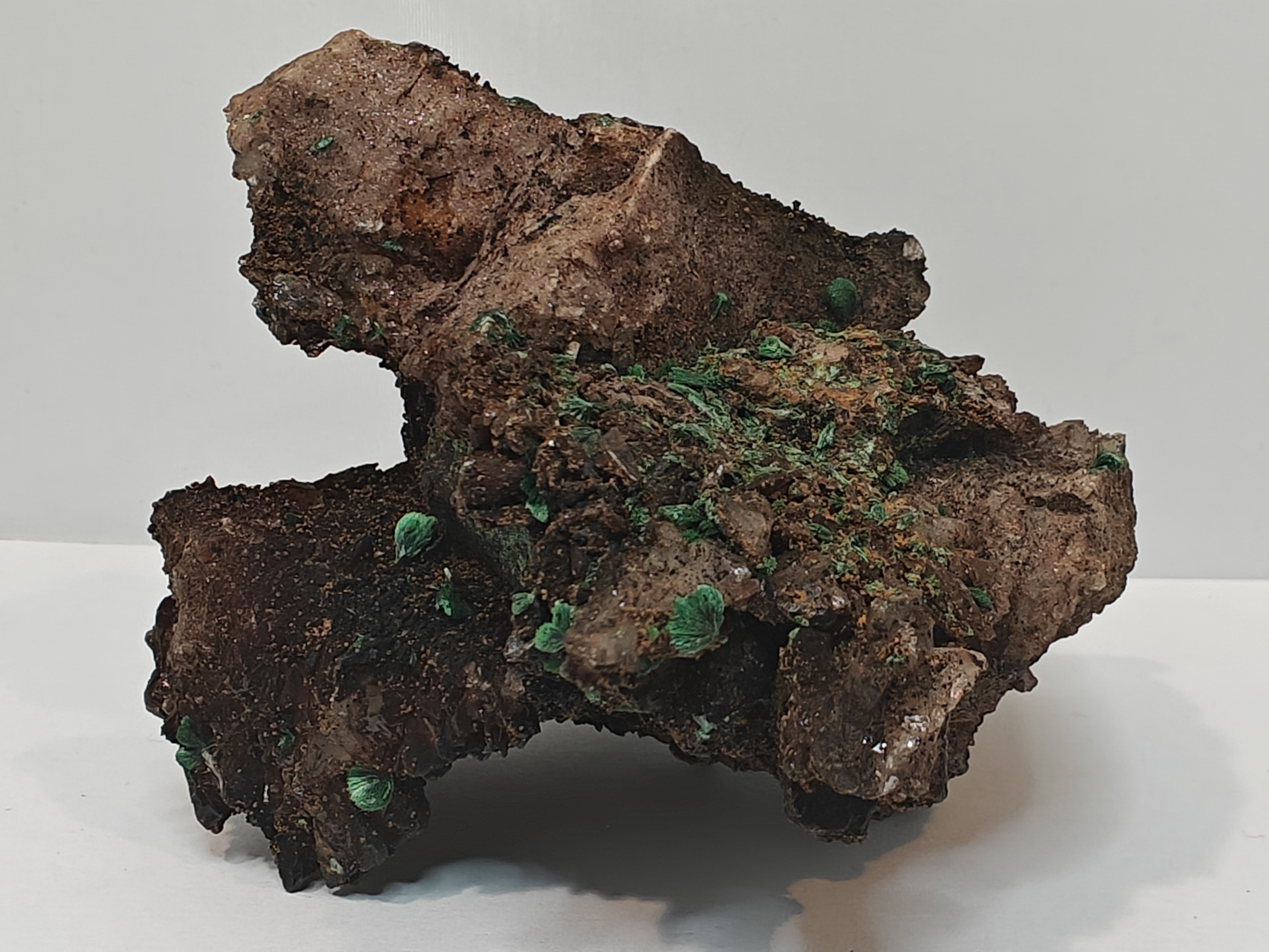 Lemurische kwarts met ijzer en Malachiet