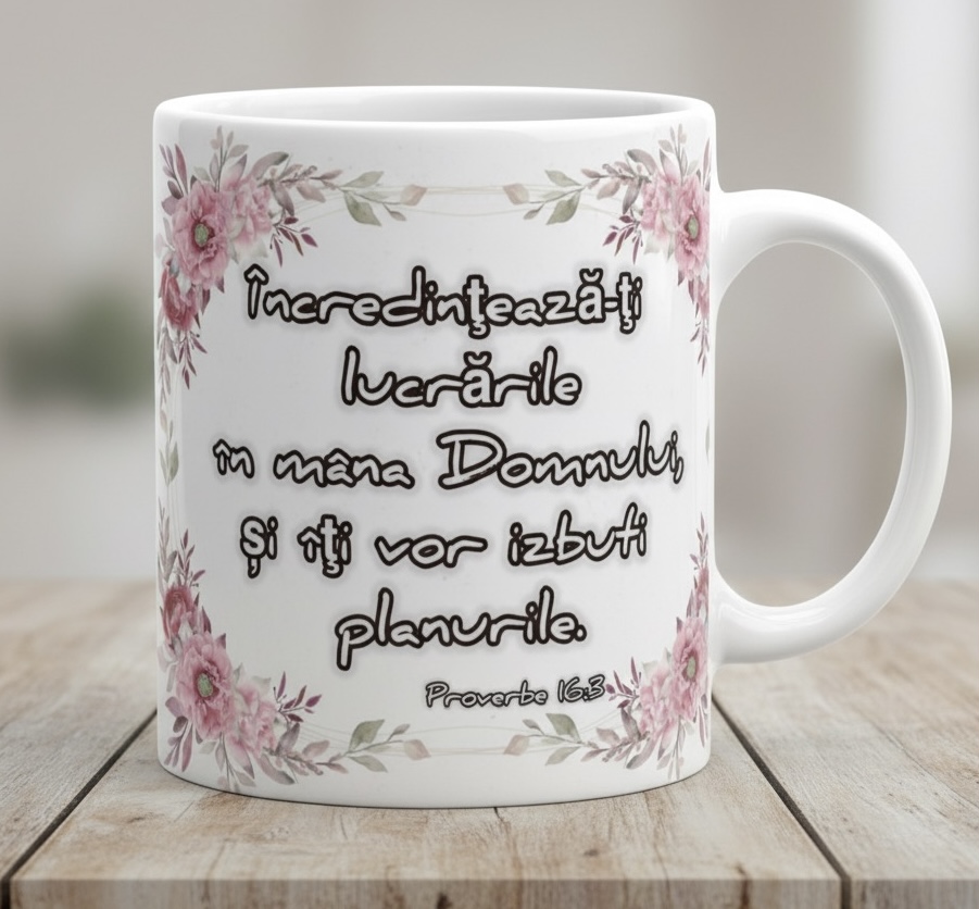 Cană personalizată Proverbe 16:3