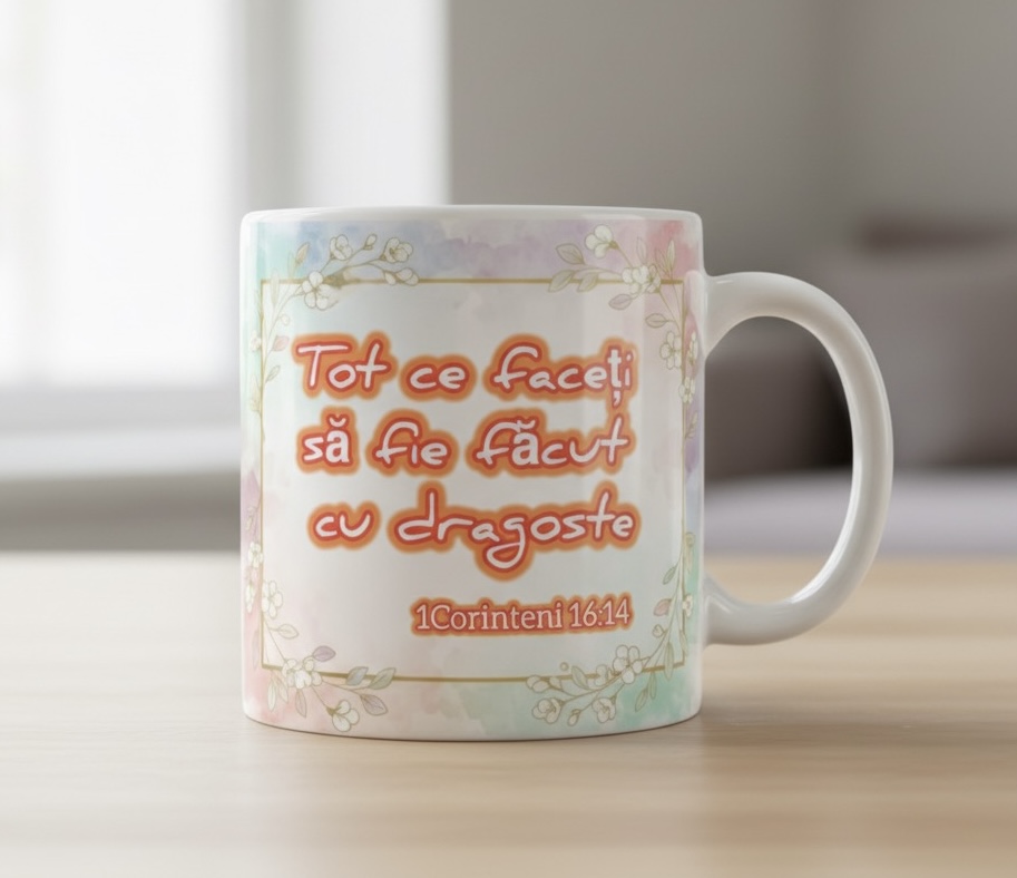 Cană personalizată 1Corinteni 16:14