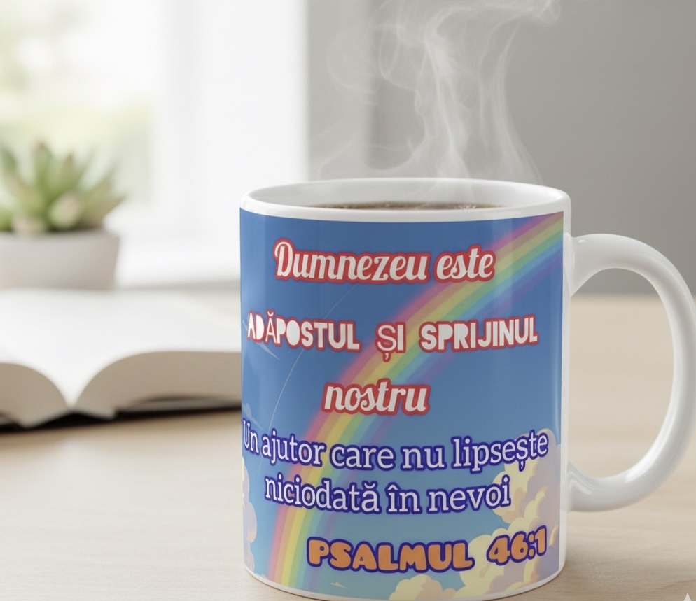 Cană personalizată - Dumnezeu este adăpostul nostru