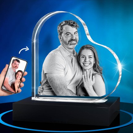 Personalized Heart-Shaped Crystal Photo Frame