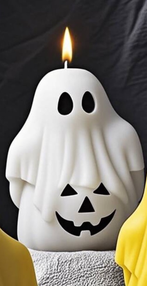Ghost Pumpkin Halloween Candle