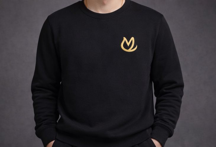Sweatshirt Noir avec Logo Doré