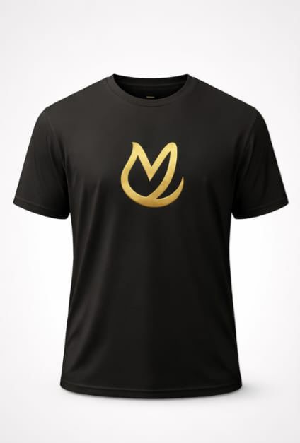 T-shirt noir logo doré