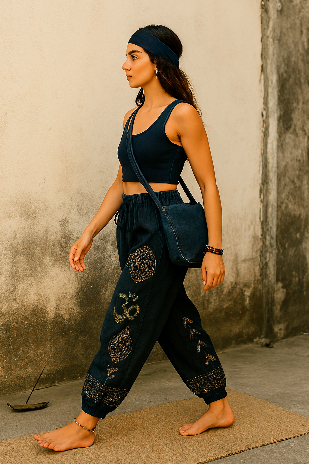 Boho Yoga Pants with Om Symbol